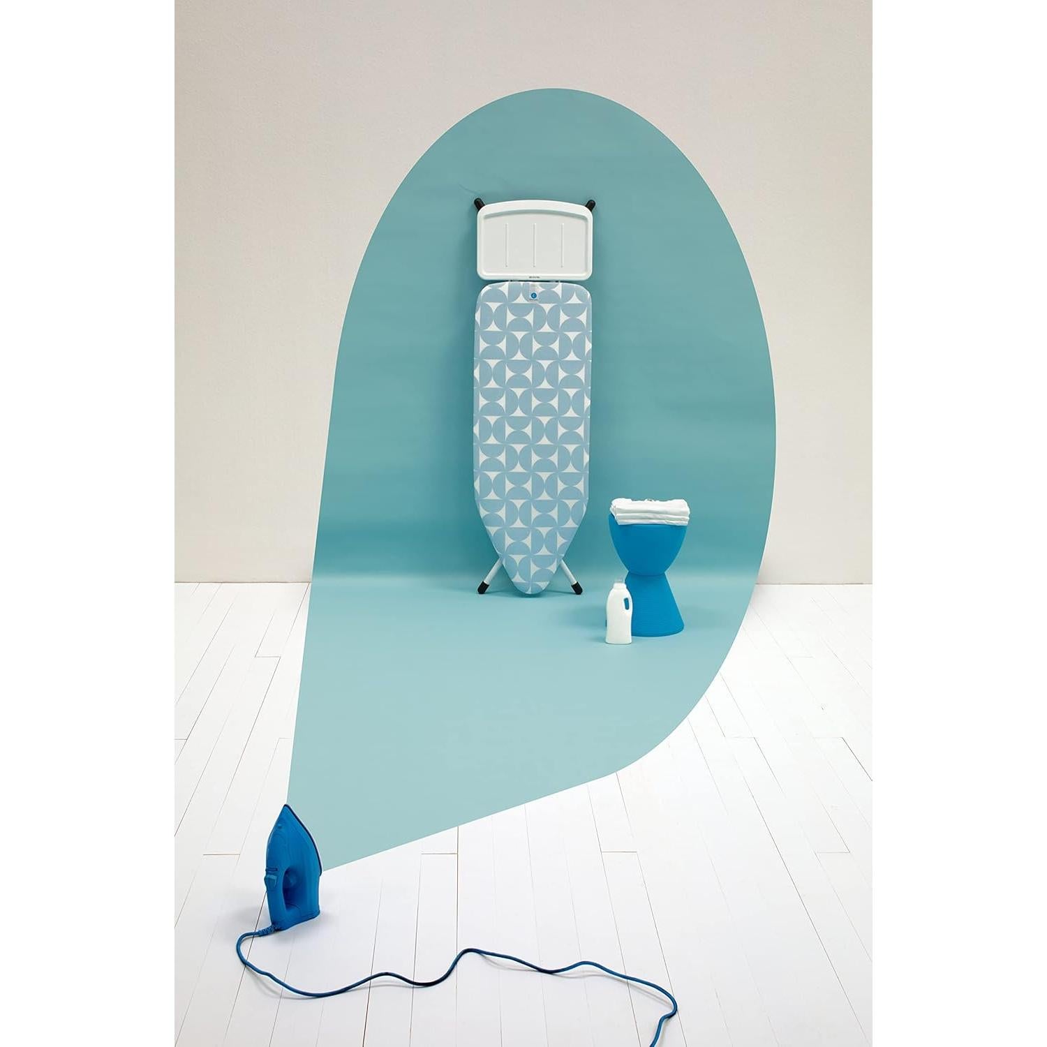 Size C Ironing Board (49x18 in) 7 Height Options, Solid Steam Unit Holder (Fresh Breeze) Non-Slip Feet, Anti-Collapse Child Locks