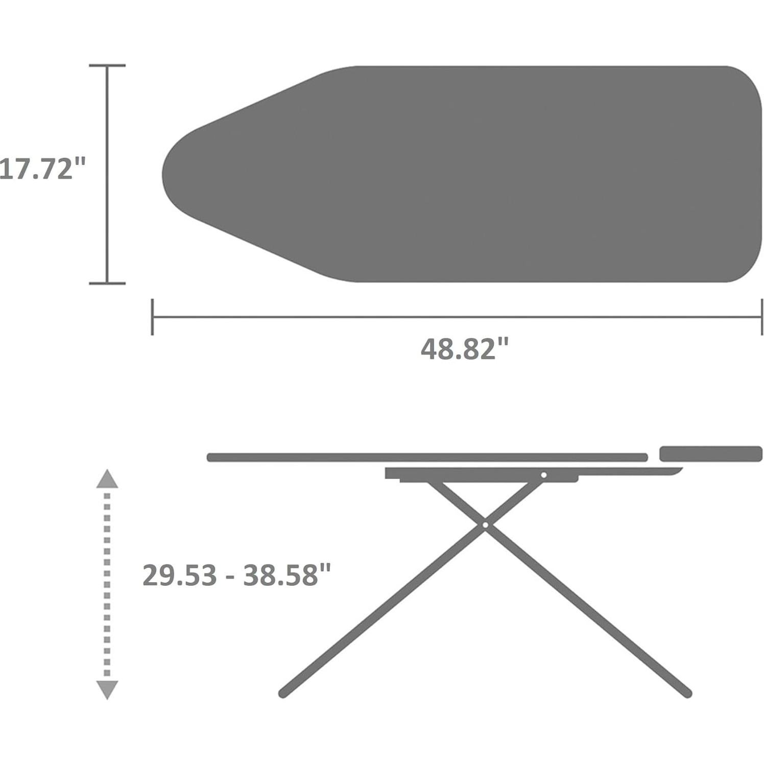 Size C Ironing Board (49x18 in) 7 Height Options, Solid Steam Unit Holder (Fresh Breeze) Non-Slip Feet, Anti-Collapse Child Locks