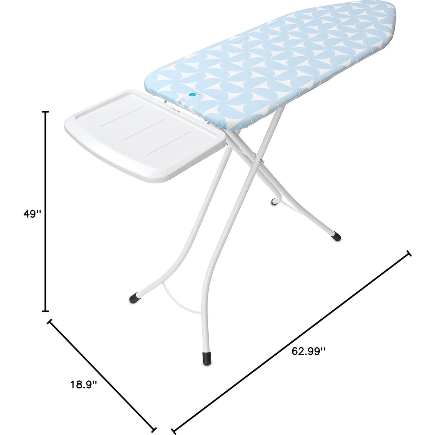Size C Ironing Board (49x18 in) 7 Height Options, Solid Steam Unit Holder (Fresh Breeze) Non-Slip Feet, Anti-Collapse Child Locks