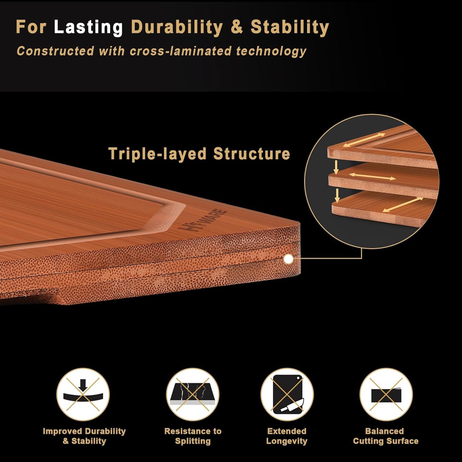 Set de 4 Tablas de Cortar de Bambú Carbonizado Hiware