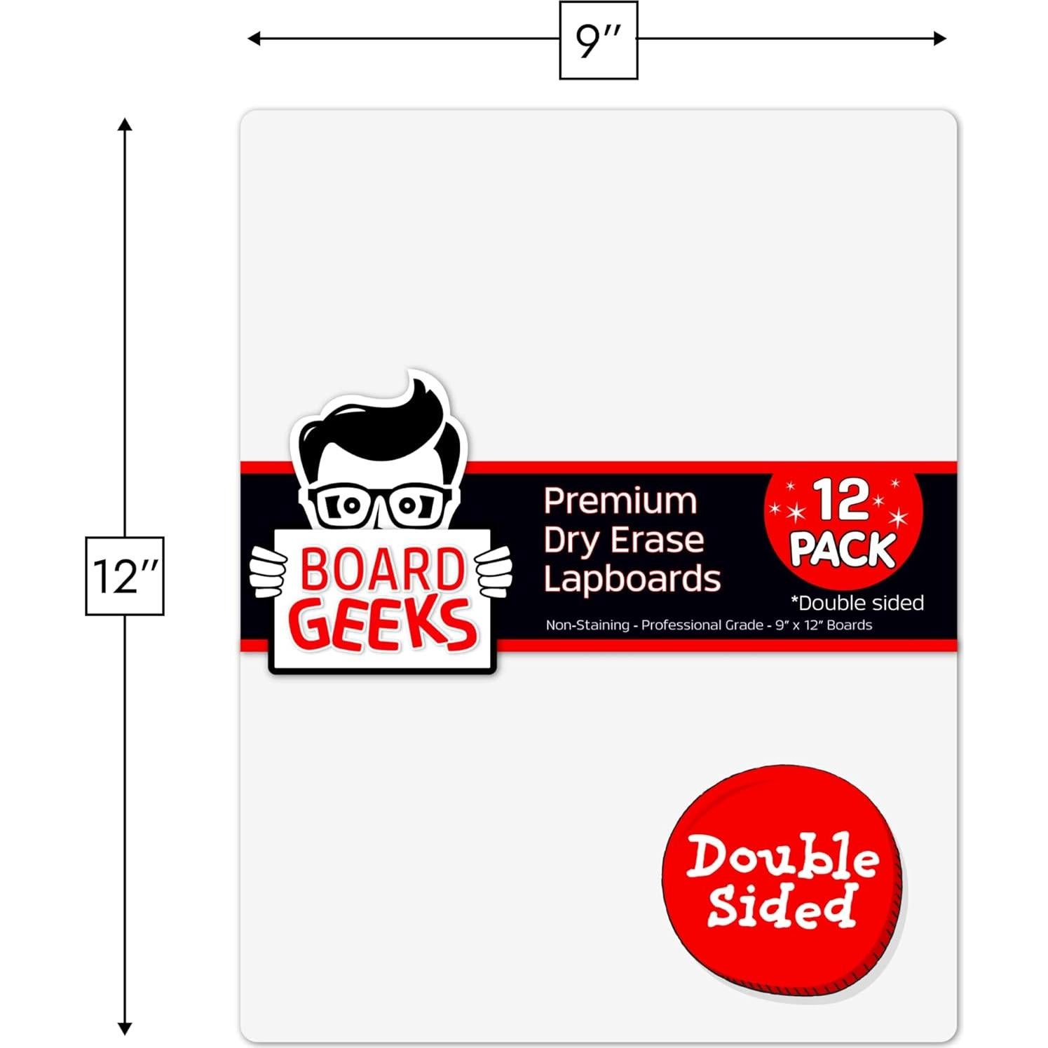 Paquete de 12 Tableros Blancos Doble Cara 34.5x27.2cm Board Geeks
