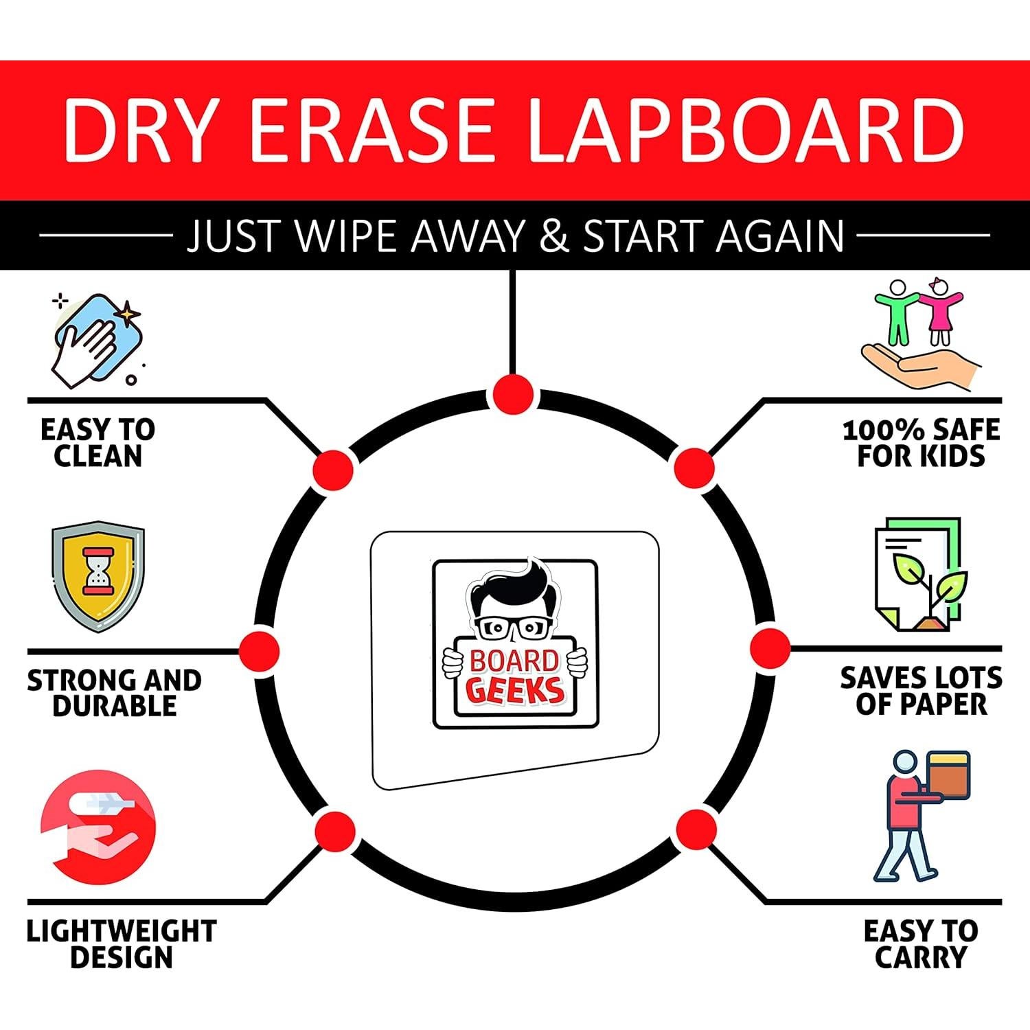 Paquete de 12 Tableros Blancos Doble Cara 34.5x27.2cm Board Geeks