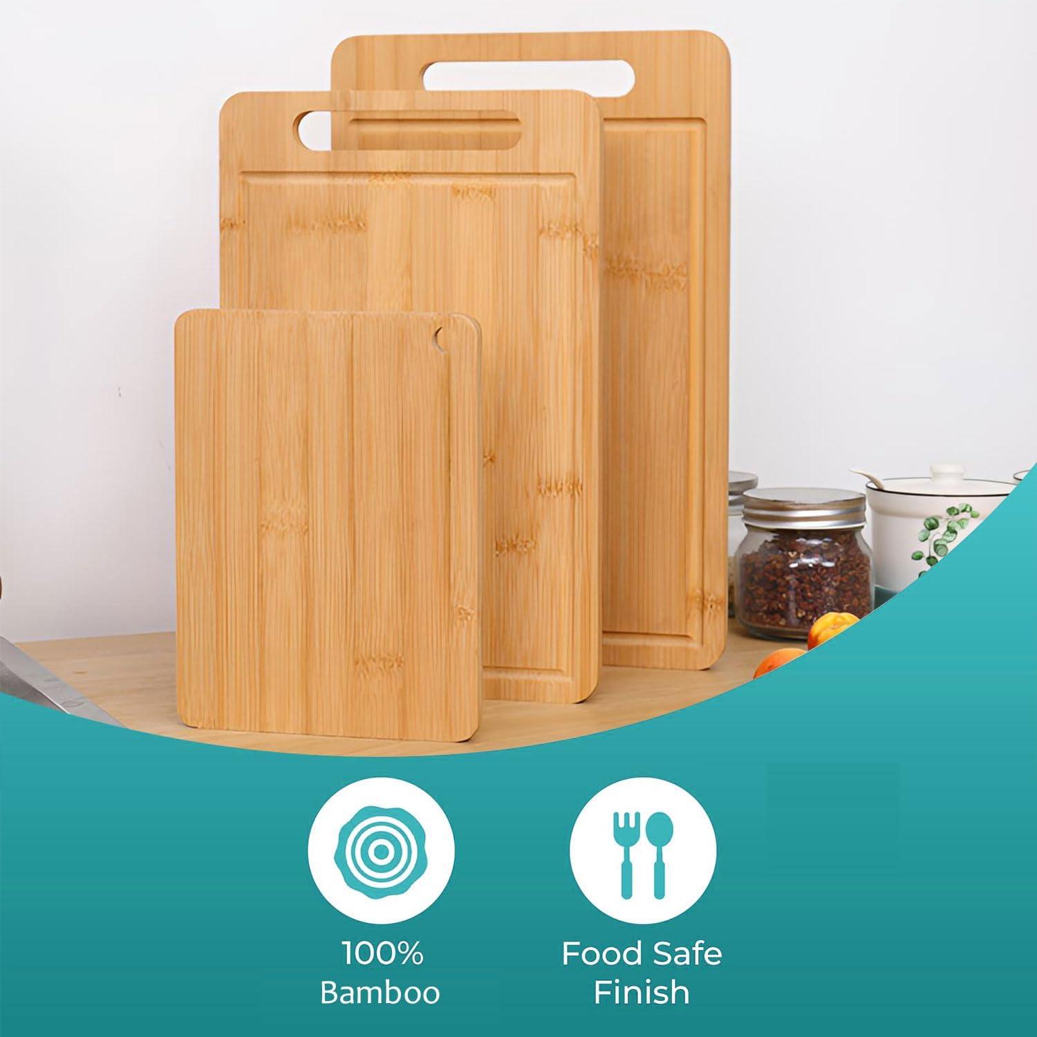 Set de Tablas de Cortar de Bambú Guojanfon 3 Piezas Ecológicas