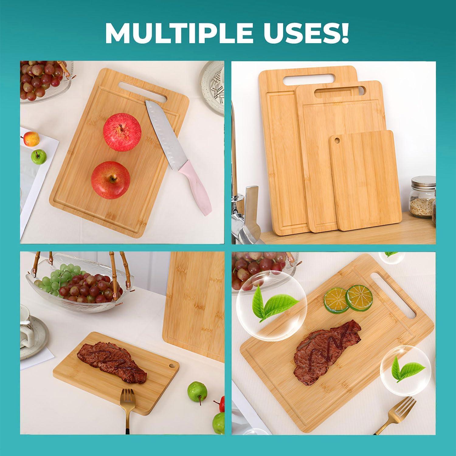 Set de Tablas de Cortar de Bambú Guojanfon 3 Piezas Ecológicas