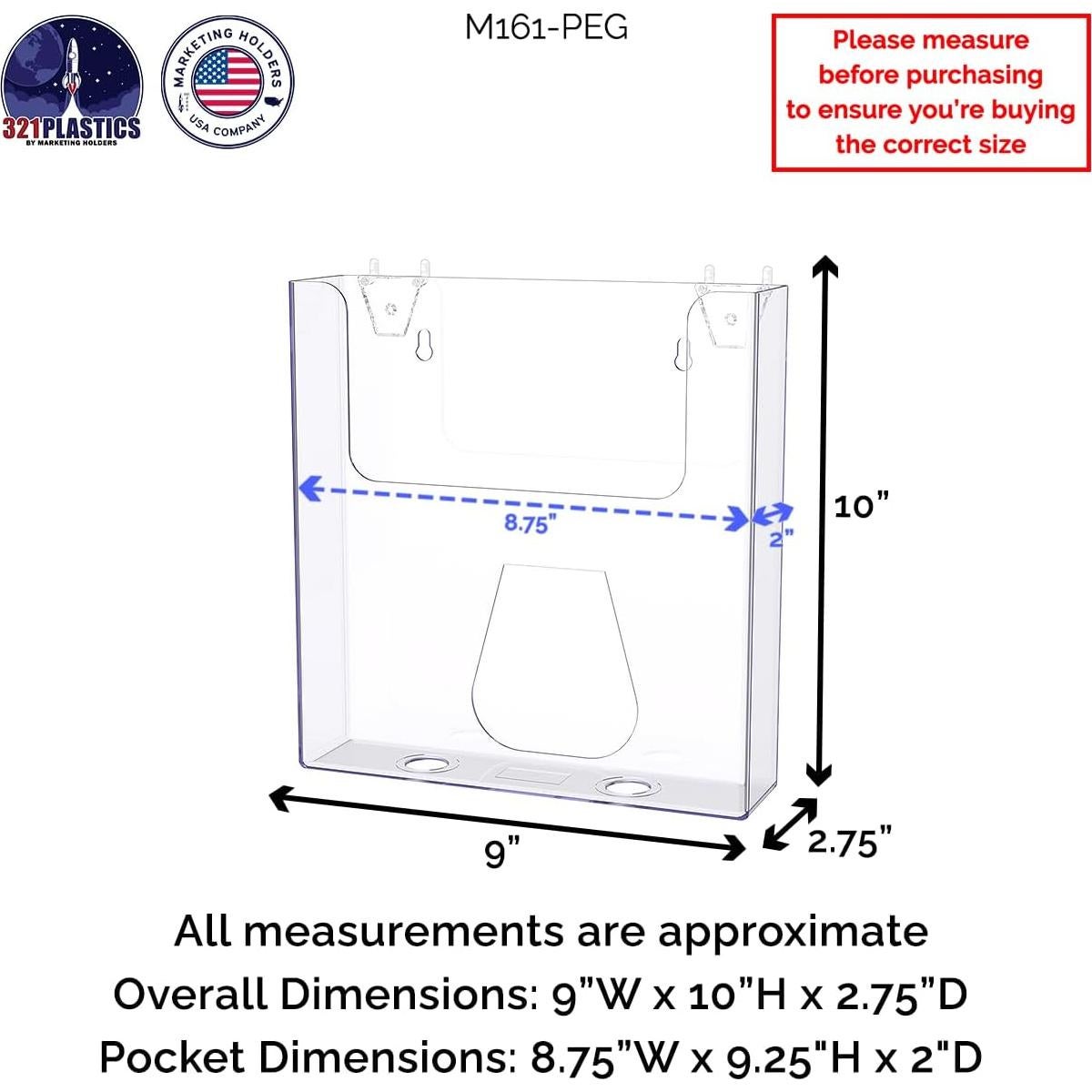Soporte de Literatura Acrílico Transparente 22.9x25.4 cm Marketing Holders