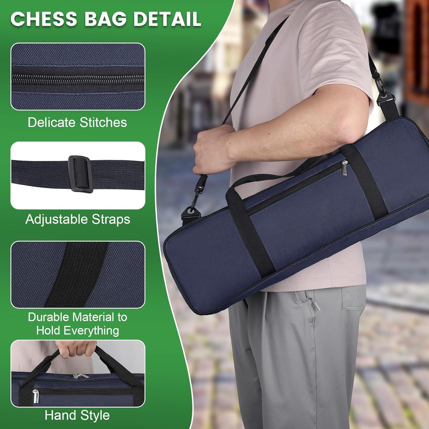 Bolsa de Ajedrez LEAP Azul con Compartimentos para Accesorios