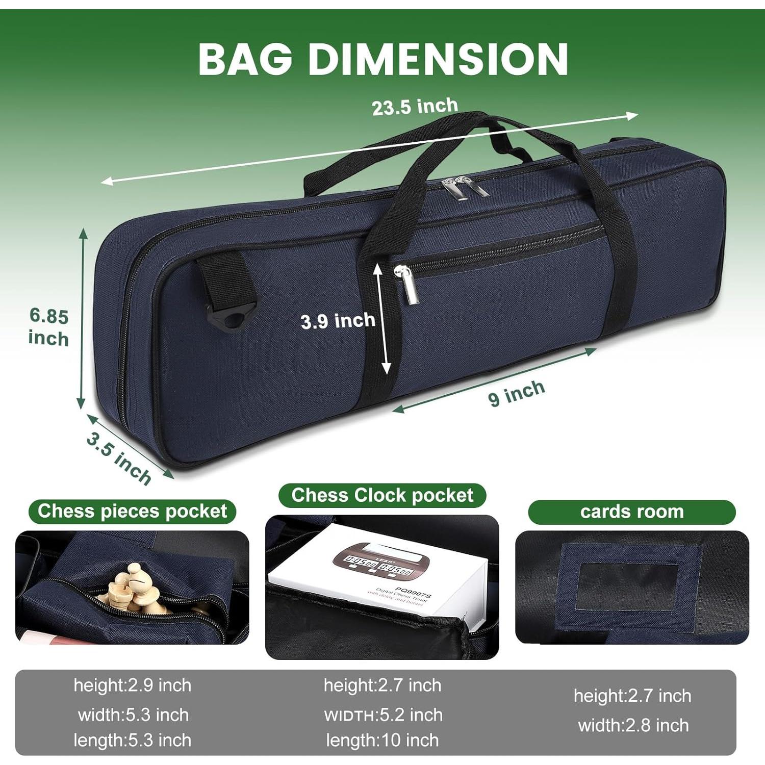 Bolsa de Ajedrez LEAP Azul con Compartimentos para Accesorios