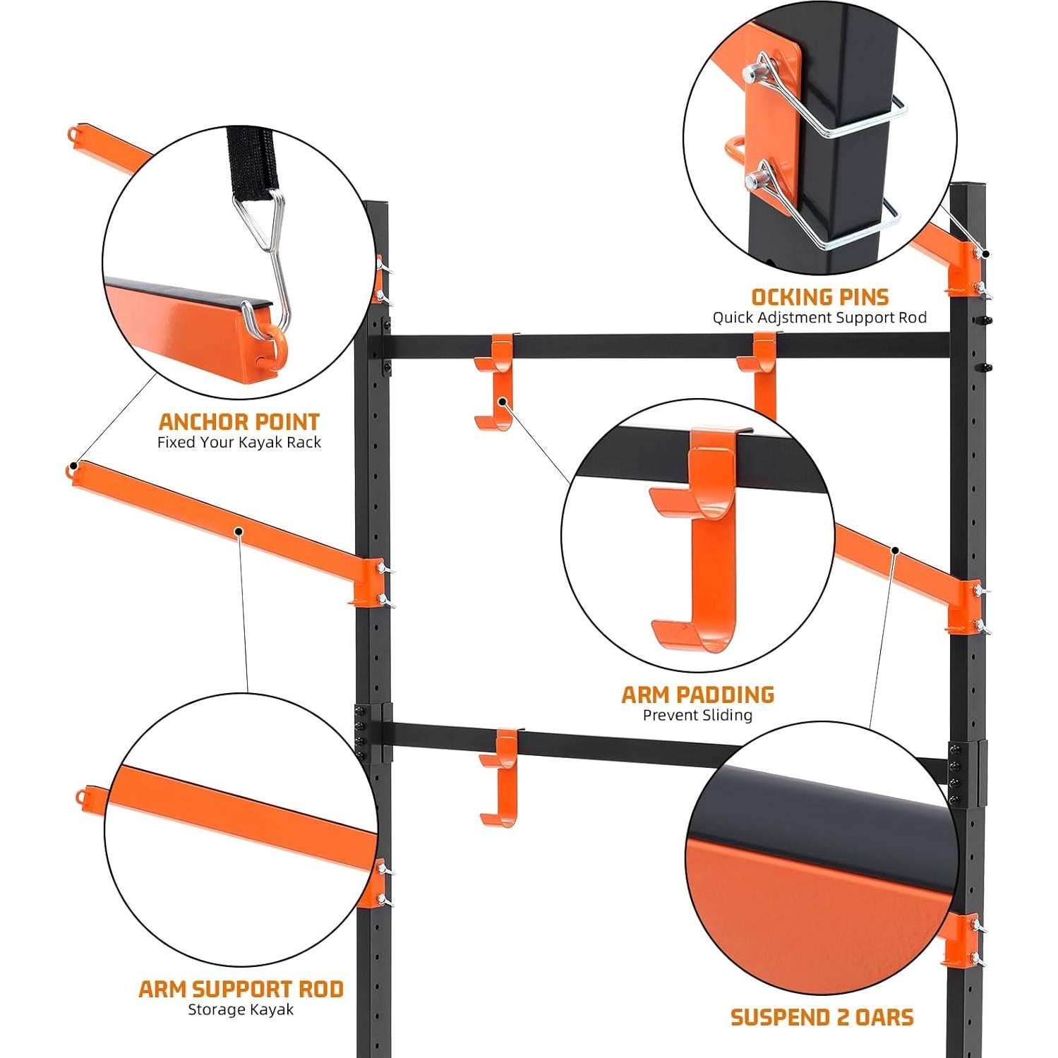 Estante de Almacenamiento de Kayak UOKRR 4 Niveles Ajustable