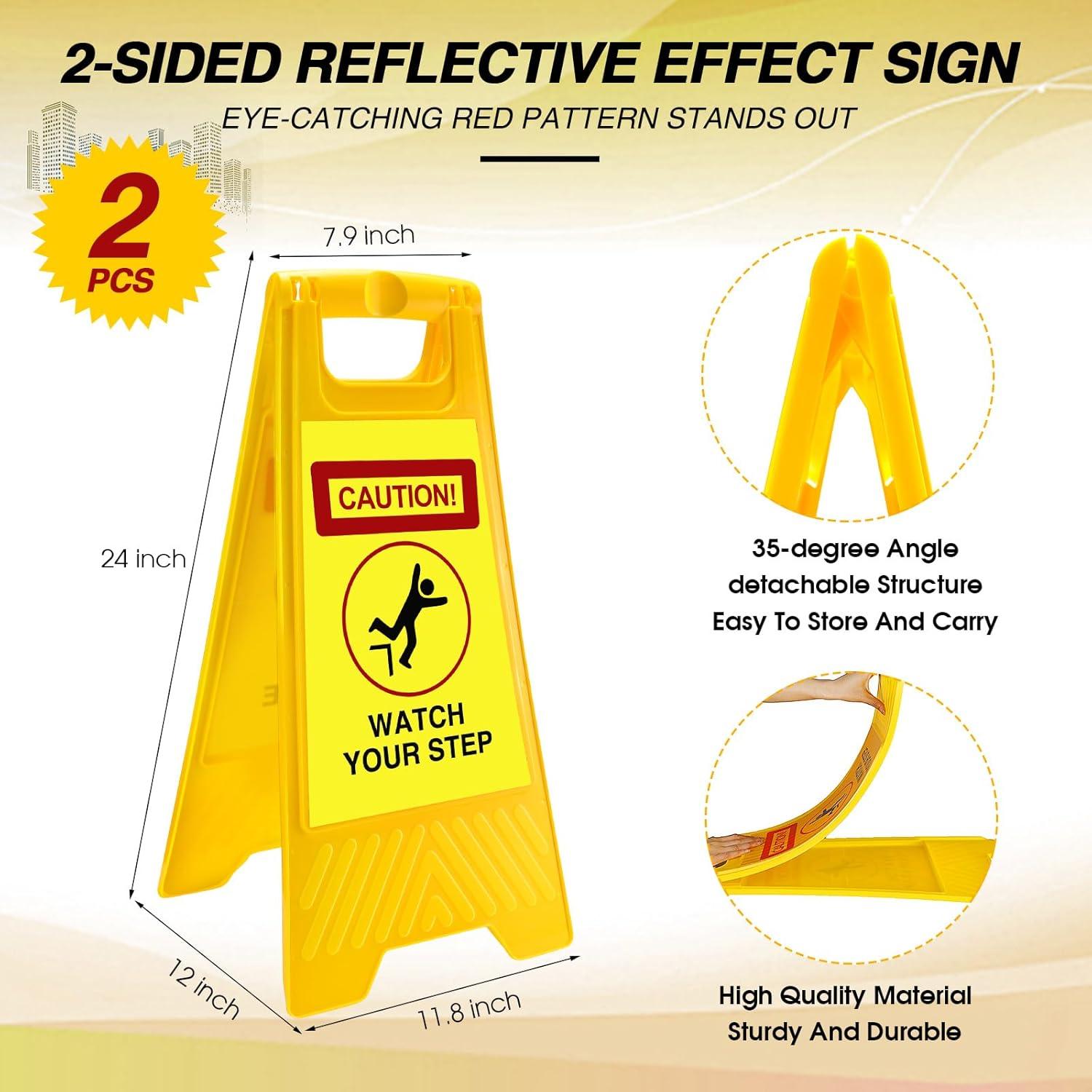 Señales Reflectantes Doble Cara Fuutreo 61x30cm Amarillo - 2 Pack