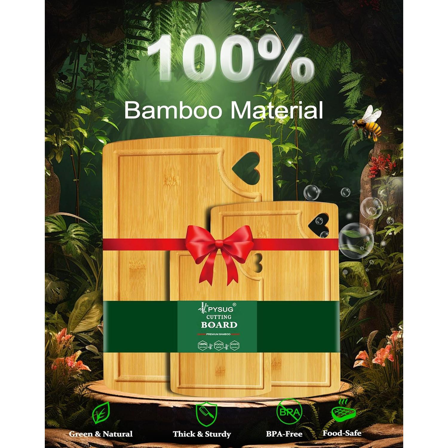 Juego de Tablas de Cortar de Madera PYSUG - 3 Tamaños de Bambú