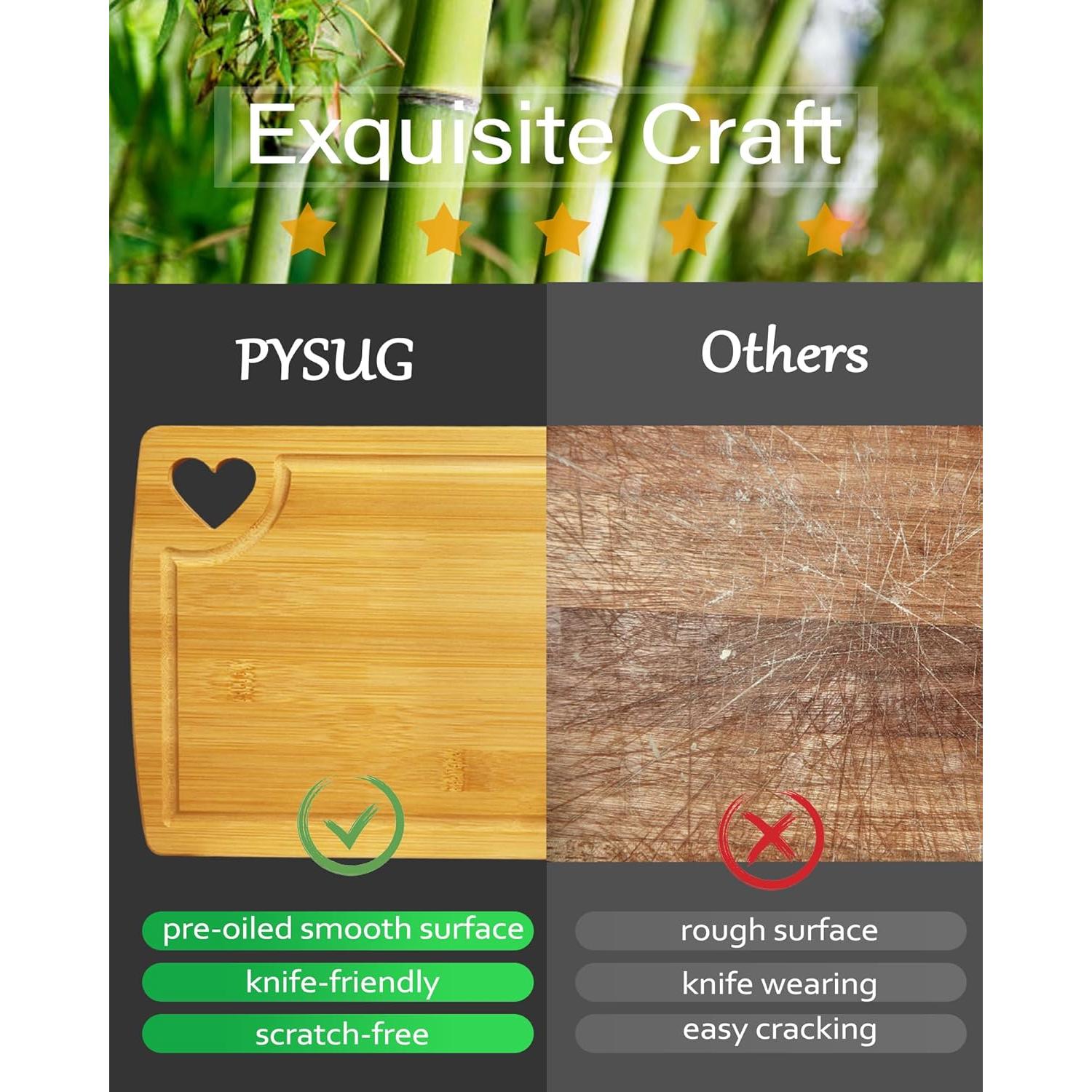 Juego de Tablas de Cortar de Madera PYSUG - 3 Tamaños de Bambú