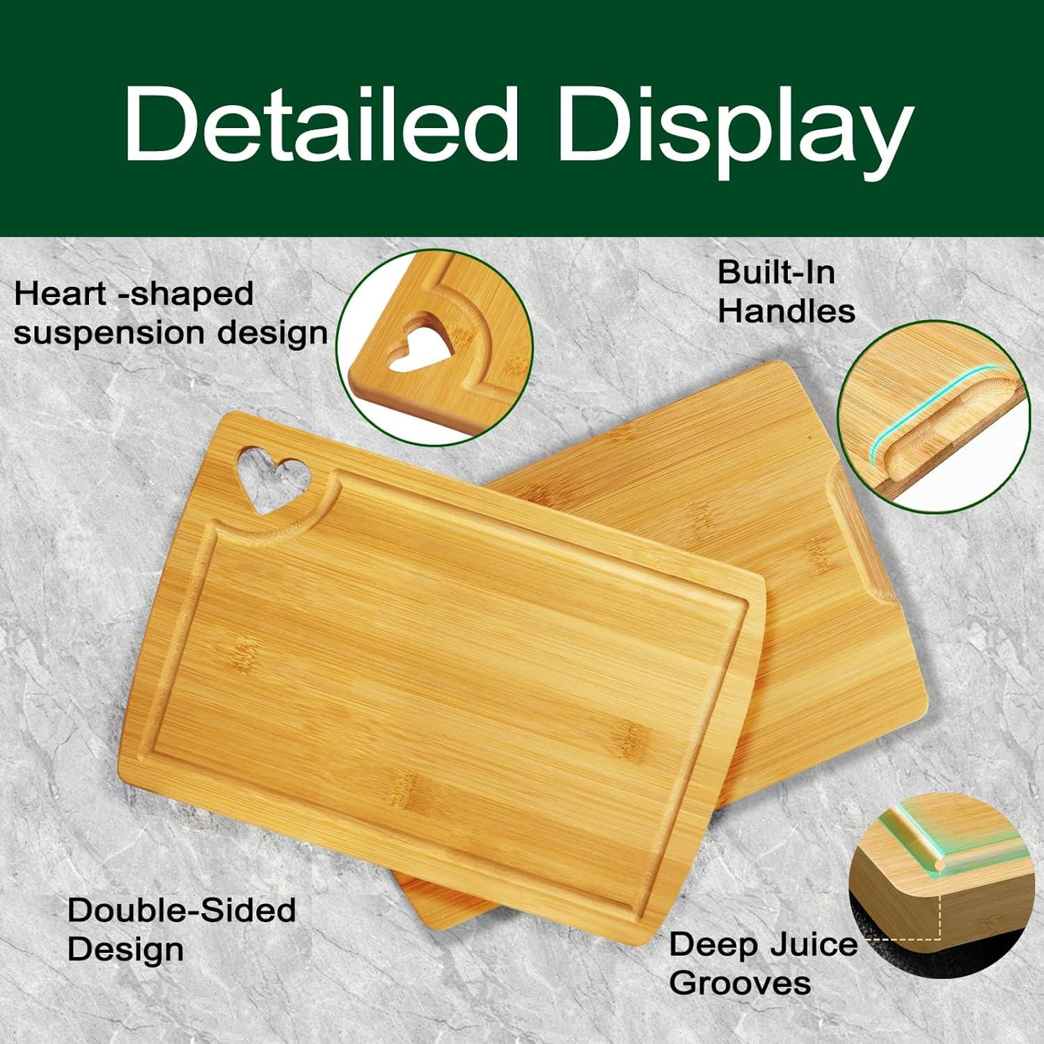 Juego de Tablas de Cortar de Madera PYSUG - 3 Tamaños de Bambú