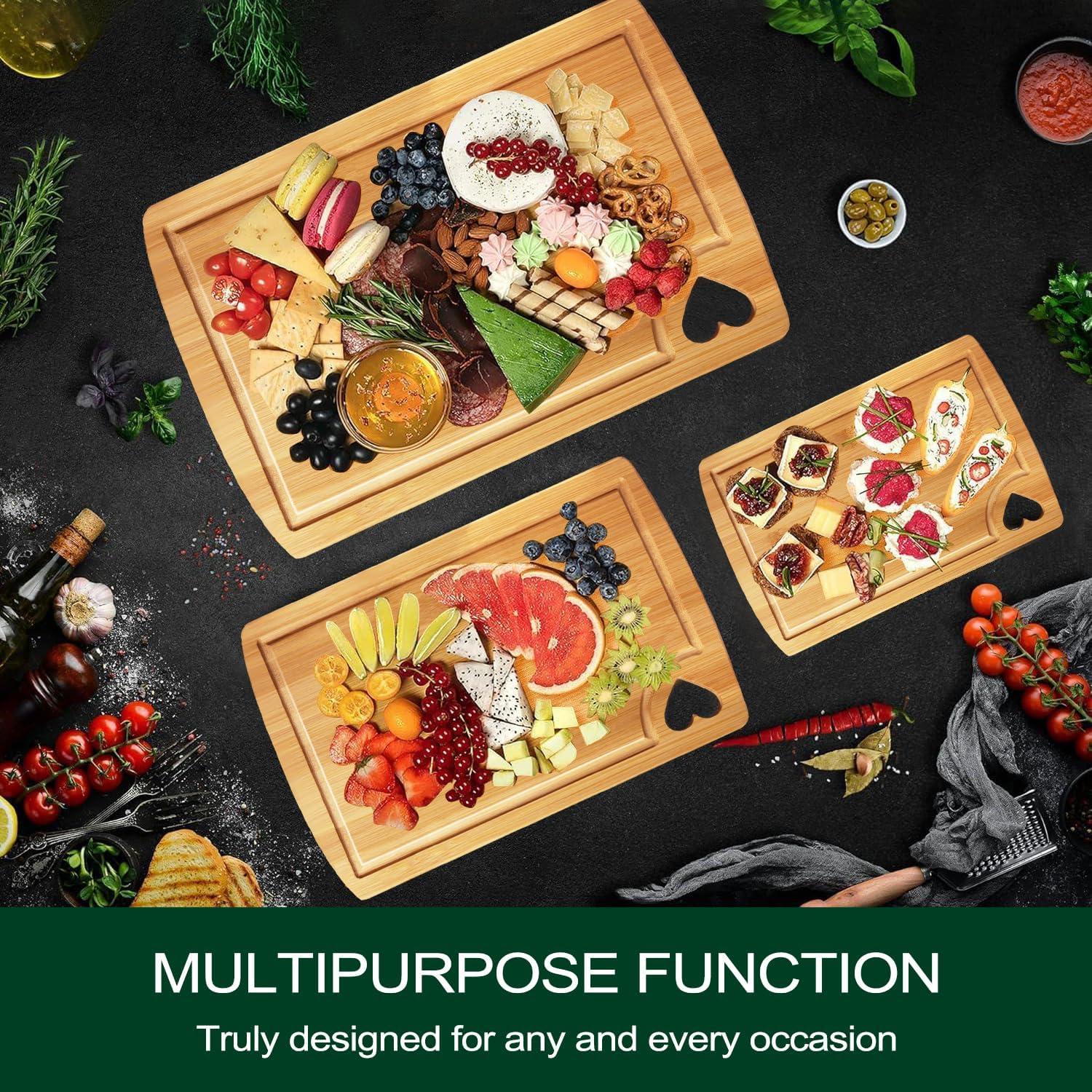 Juego de Tablas de Cortar de Madera PYSUG - 3 Tamaños de Bambú