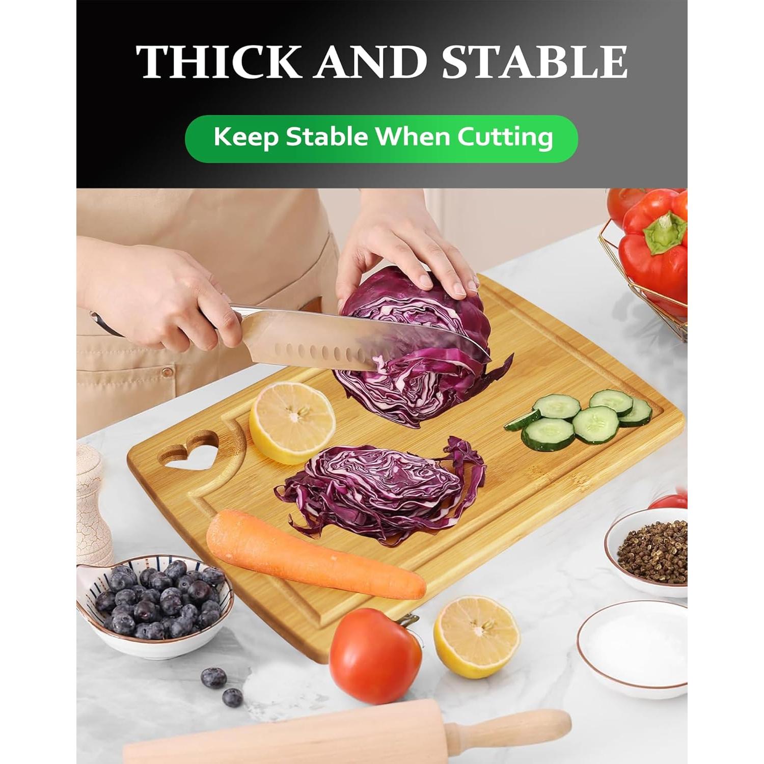 Juego de Tablas de Cortar de Madera PYSUG - 3 Tamaños de Bambú