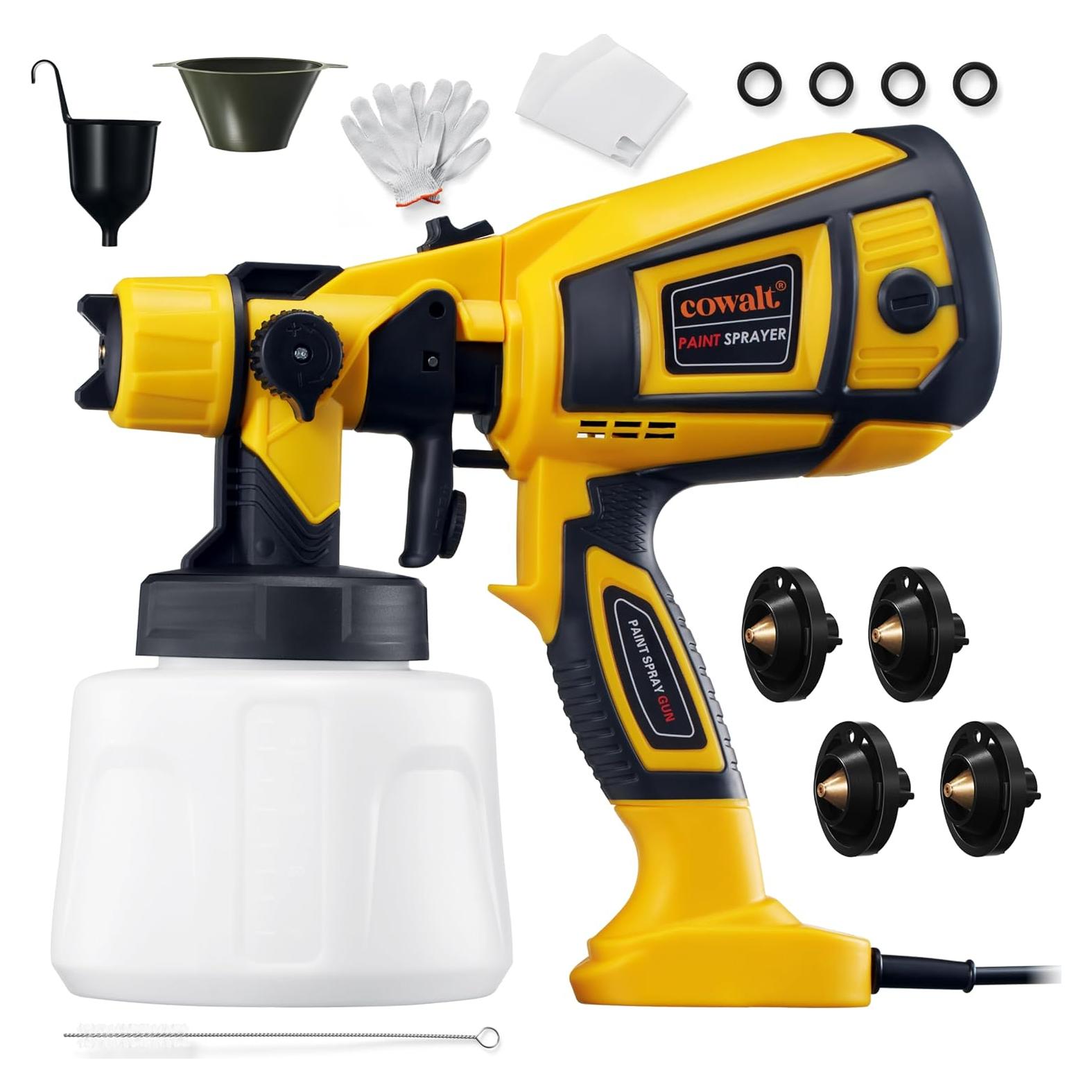Paint Sprayer 1000W Powerful HVLP Spray Gun Electric Perfect for House Painting, Furniture, Cabinets, Walls, Doors, Fences 4 Nozzles for Precise Finish Easy to Clean