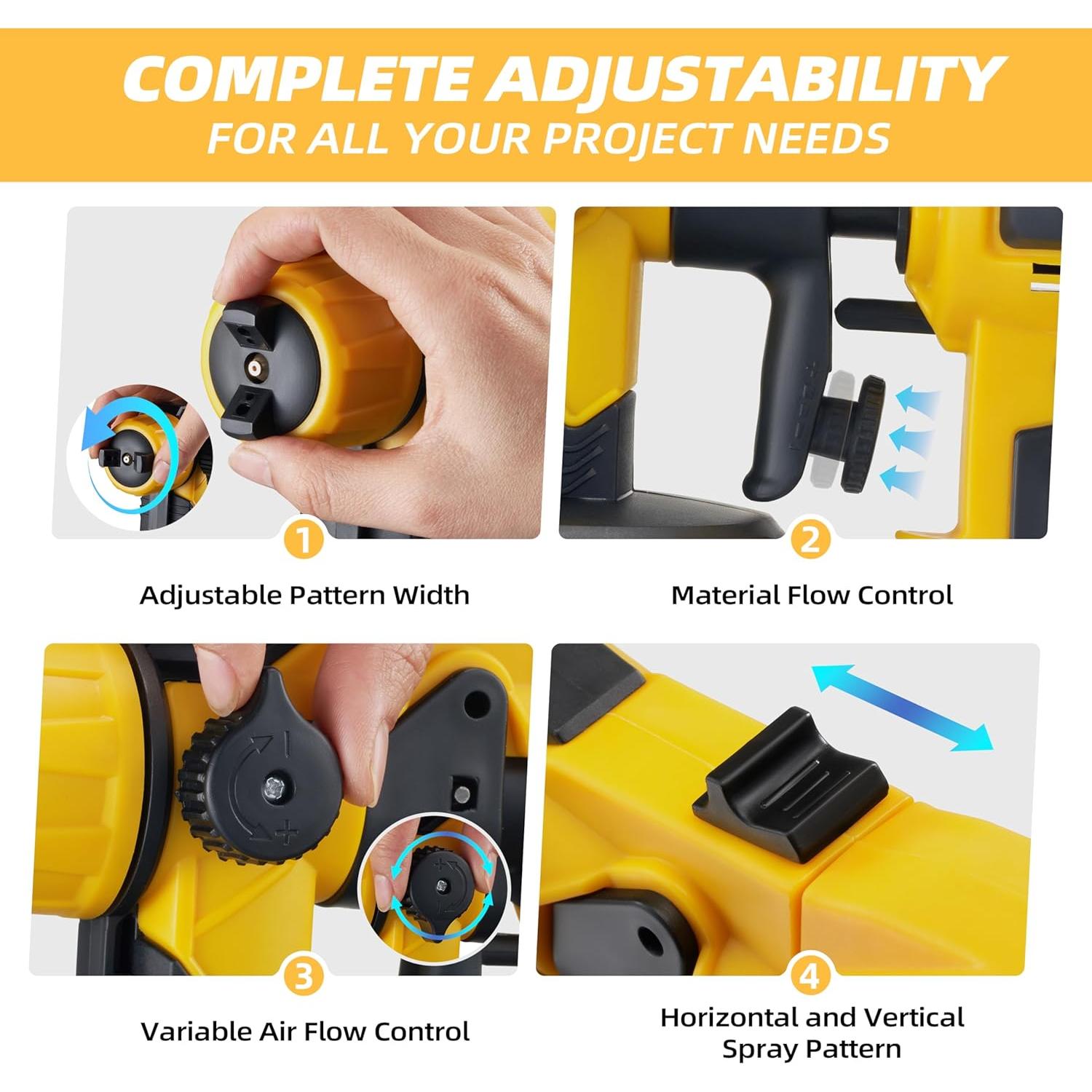 Paint Sprayer 1000W Powerful HVLP Spray Gun Electric Perfect for House Painting, Furniture, Cabinets, Walls, Doors, Fences 4 Nozzles for Precise Finish Easy to Clean