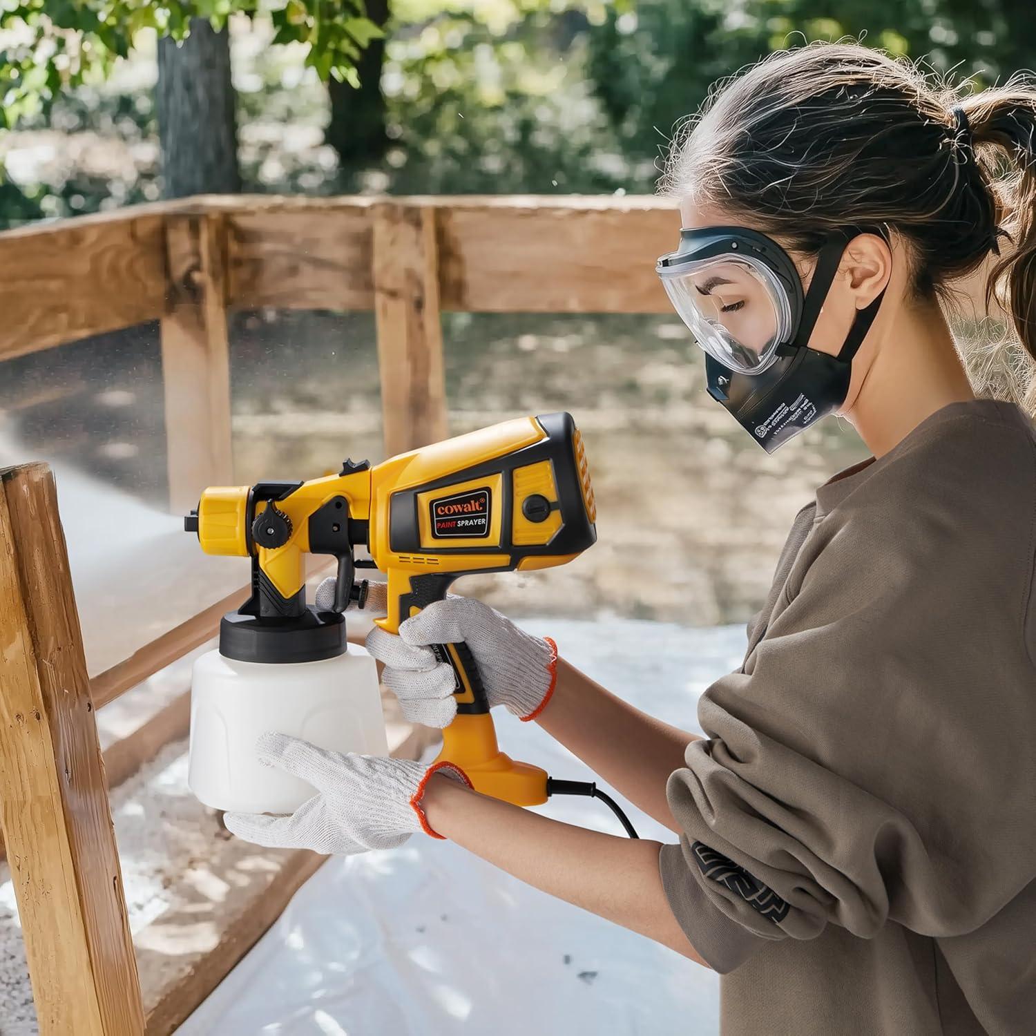 Paint Sprayer 1000W Powerful HVLP Spray Gun Electric Perfect for House Painting, Furniture, Cabinets, Walls, Doors, Fences 4 Nozzles for Precise Finish Easy to Clean