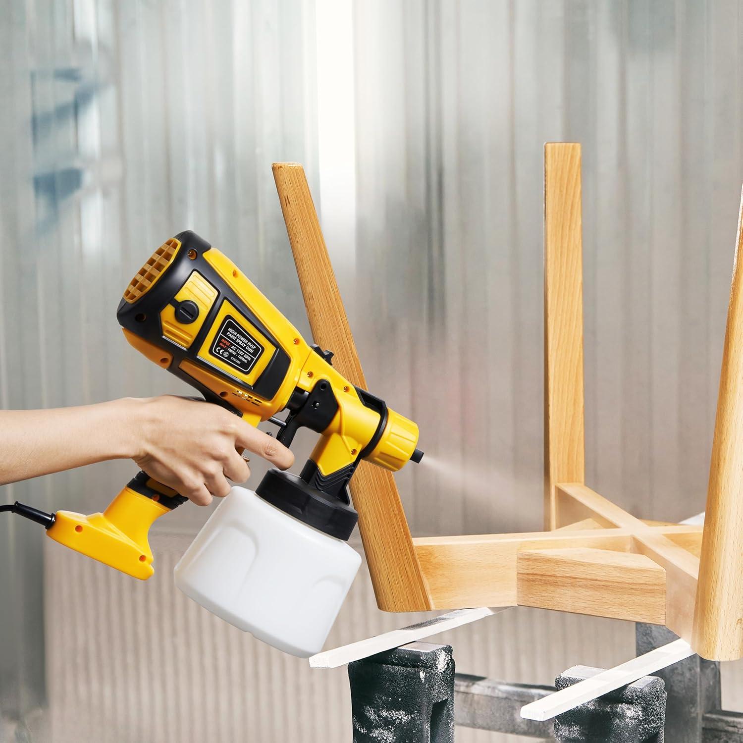 Paint Sprayer 1000W Powerful HVLP Spray Gun Electric Perfect for House Painting, Furniture, Cabinets, Walls, Doors, Fences 4 Nozzles for Precise Finish Easy to Clean