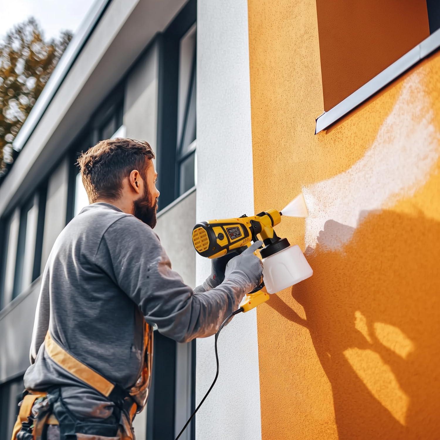 Paint Sprayer 1000W Powerful HVLP Spray Gun Electric Perfect for House Painting, Furniture, Cabinets, Walls, Doors, Fences 4 Nozzles for Precise Finish Easy to Clean