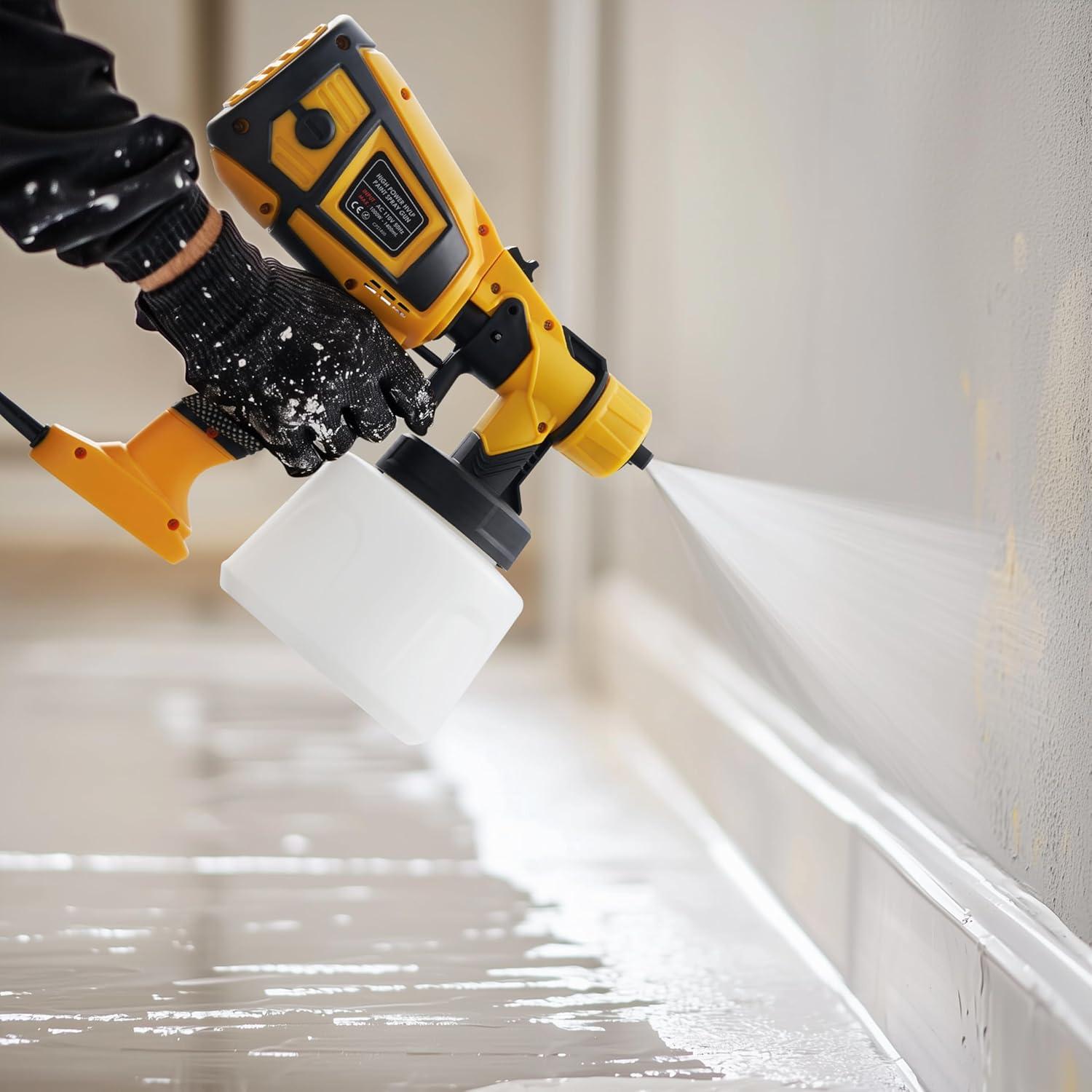 Paint Sprayer 1000W Powerful HVLP Spray Gun Electric Perfect for House Painting, Furniture, Cabinets, Walls, Doors, Fences 4 Nozzles for Precise Finish Easy to Clean