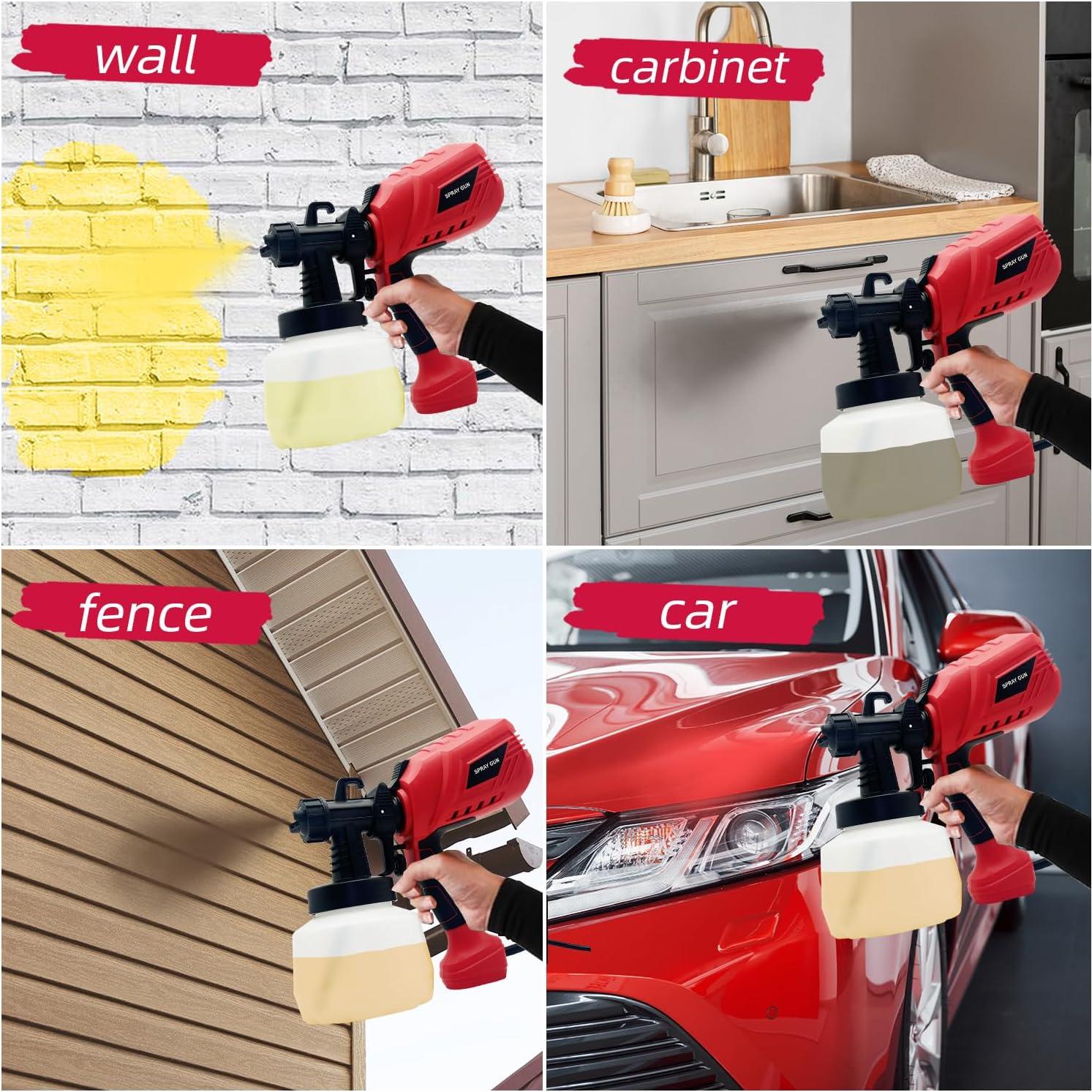 Paint Sprayer Tool 700W High Power Electric Spray Paint Gun Easy to Clean for Furniture Cabinets Fence Walls Door Garden Chairs Black,Easy to Clean, for Furniture