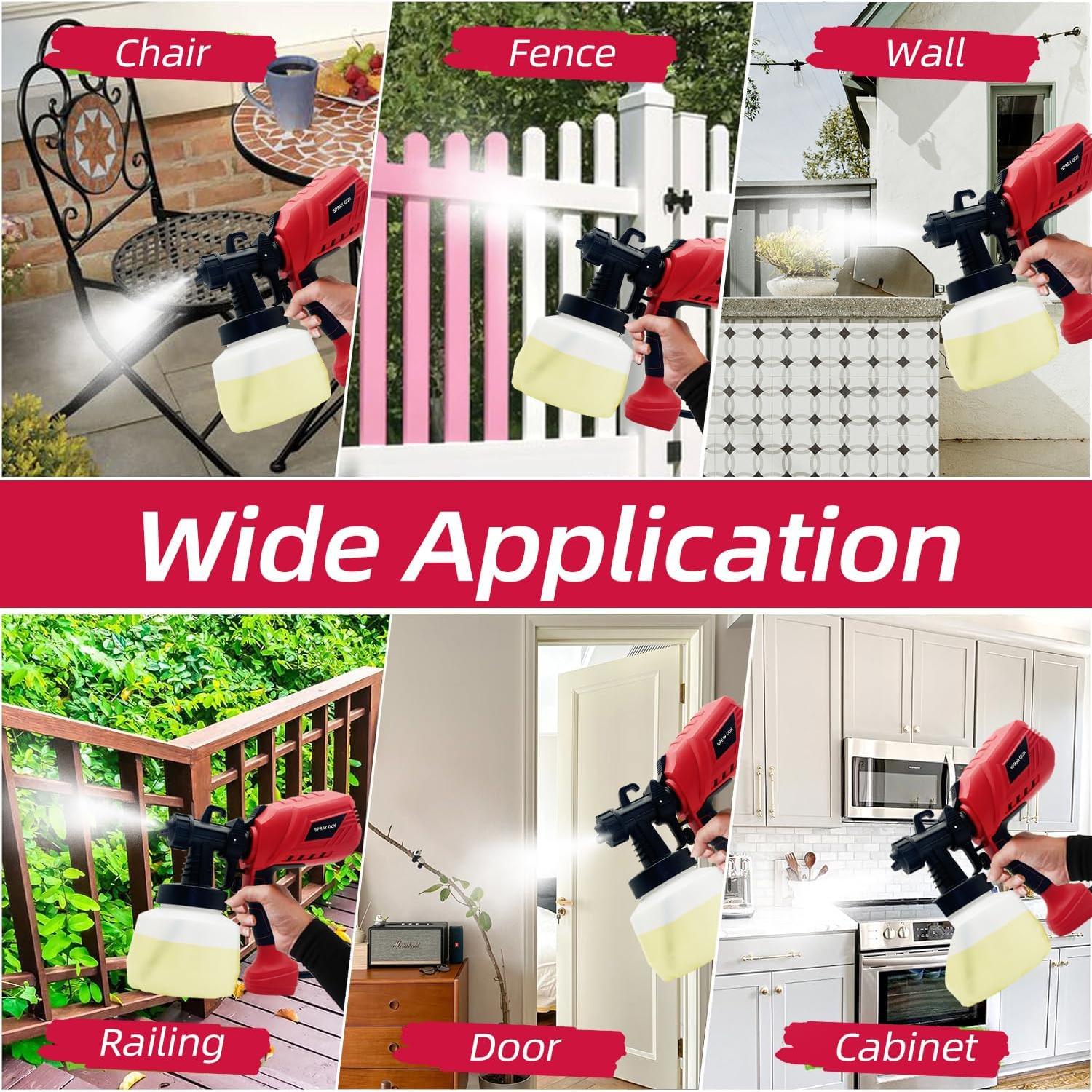 Paint Sprayer Tool 700W High Power Electric Spray Paint Gun Easy to Clean for Furniture Cabinets Fence Walls Door Garden Chairs Black,Easy to Clean, for Furniture