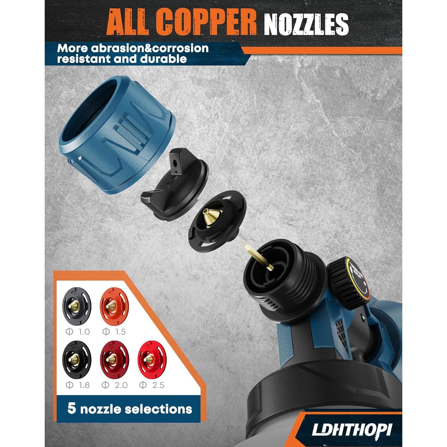 Pulverizador de pintura inalámbrico LDHTHOPI 1200ml 1000W 5 boquillas