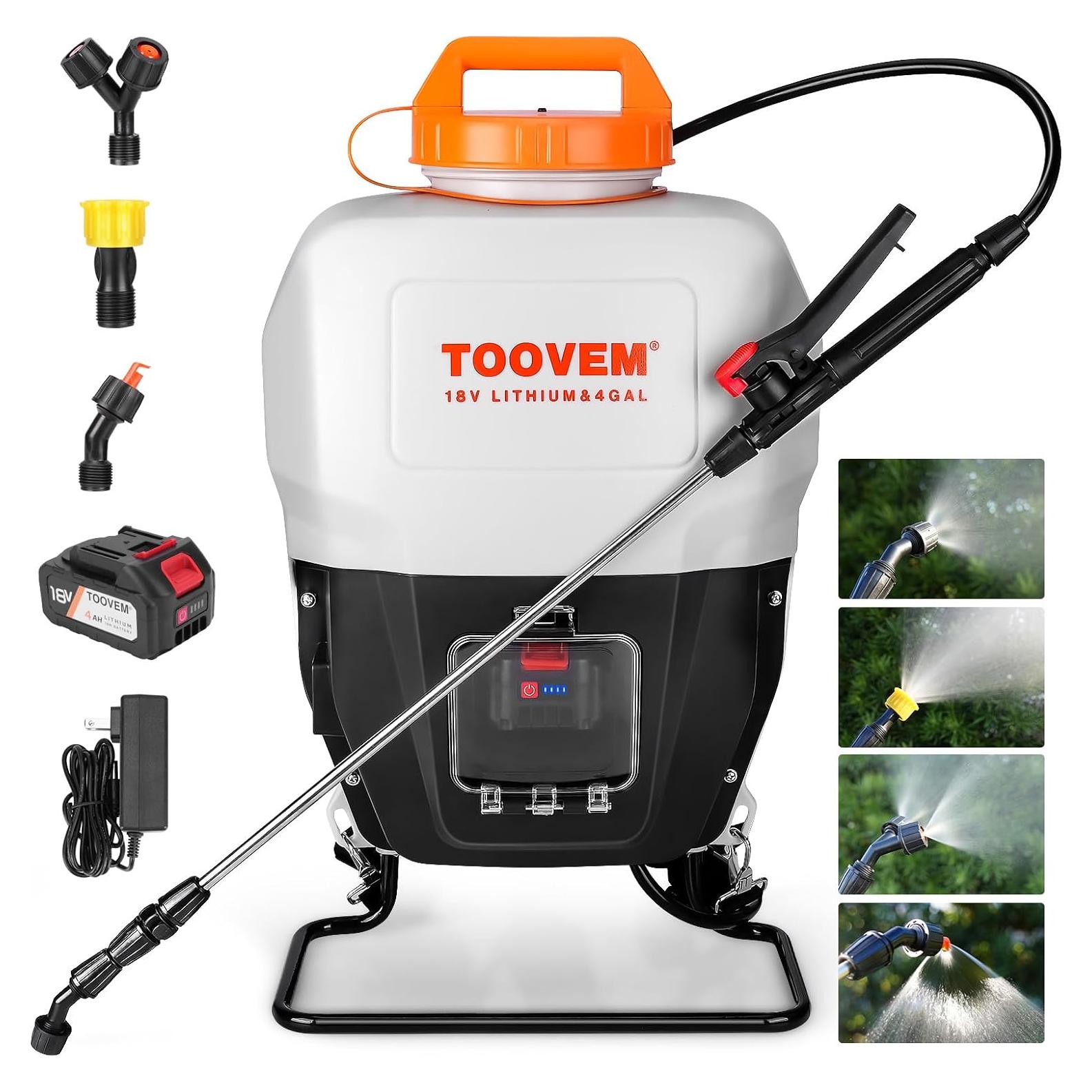Pulverizador de Mochila Eléctrico TOOVEM 4 Galones 18V