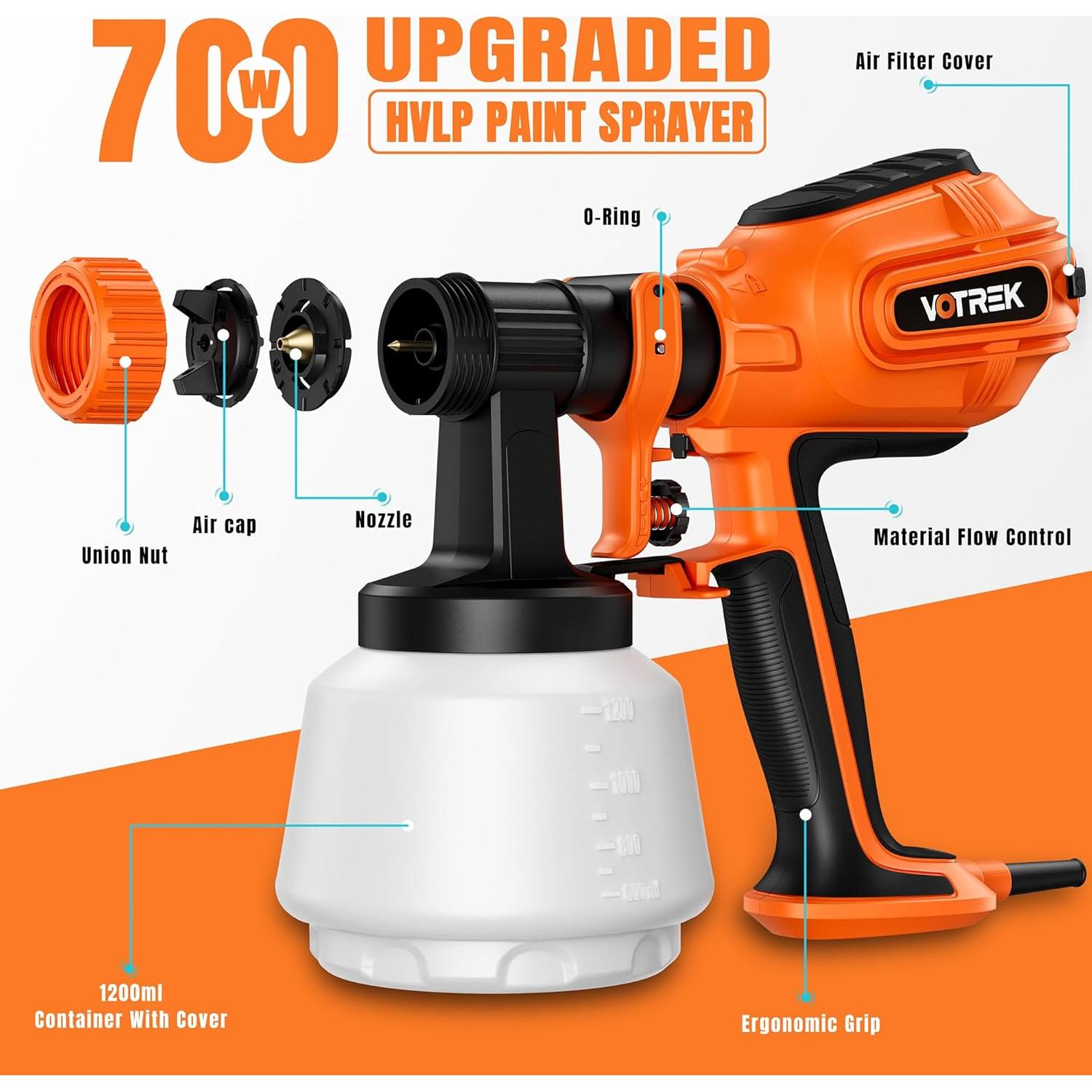 Pistola de Pulverización de Pintura VOTREK SPA8010 1200ml