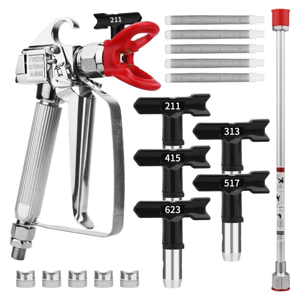 Pistola de pintura sin aire Cada familia 3600 PSI 5 boquillas