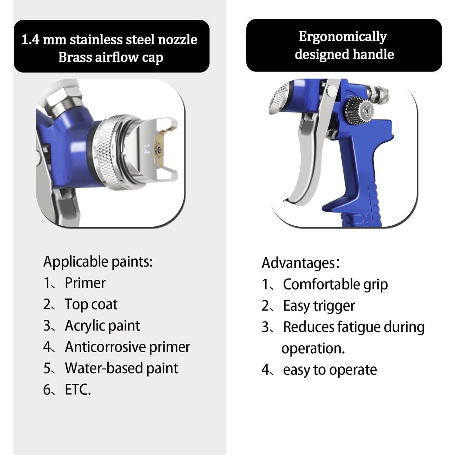 Pistola de Pulverización HVLP PNTGREEN 600CC 1.4mm Profesional