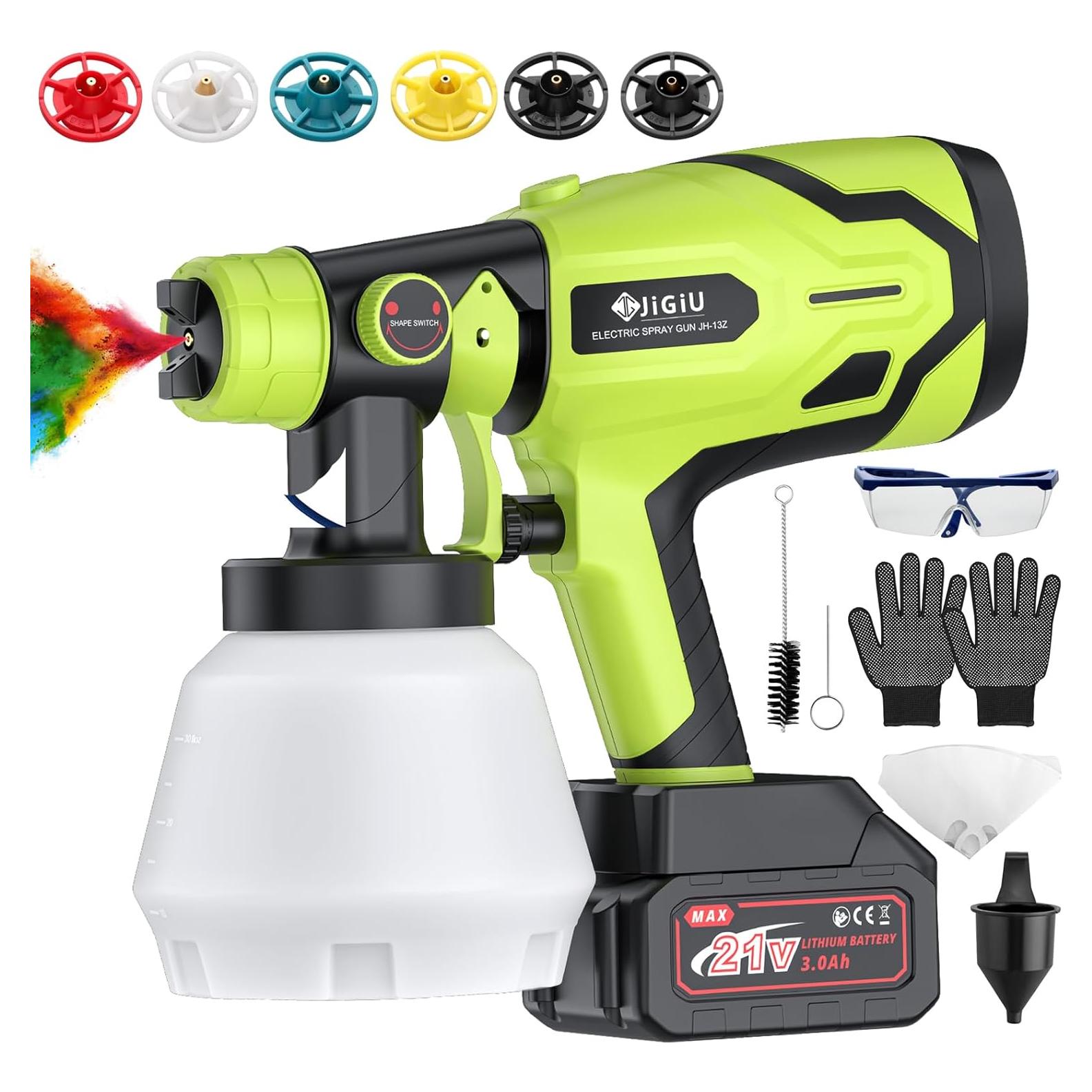 Pulverizador de Pintura Inalámbrico JiGiU 300W 1000ml 6 Boquillas