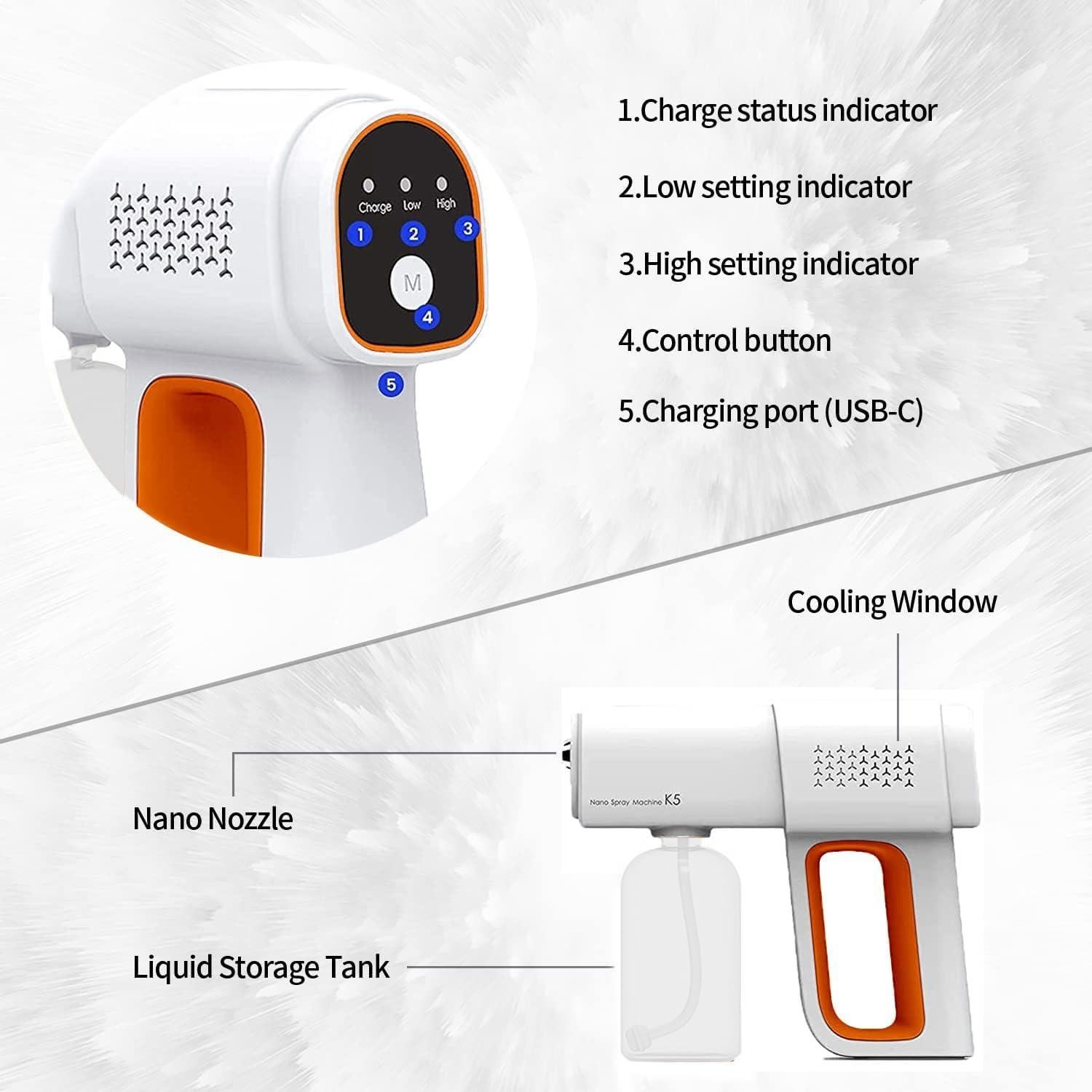 Nebulizador desinfectante portátil Svkipibe K5 380ml naranja
