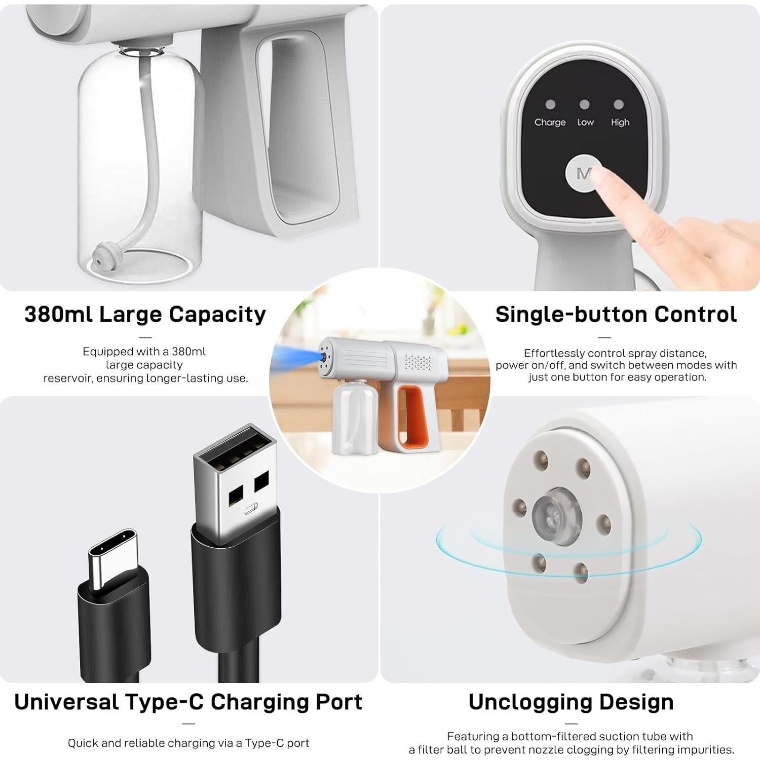 Nebulizador desinfectante portátil Svkipibe K5 380ml naranja