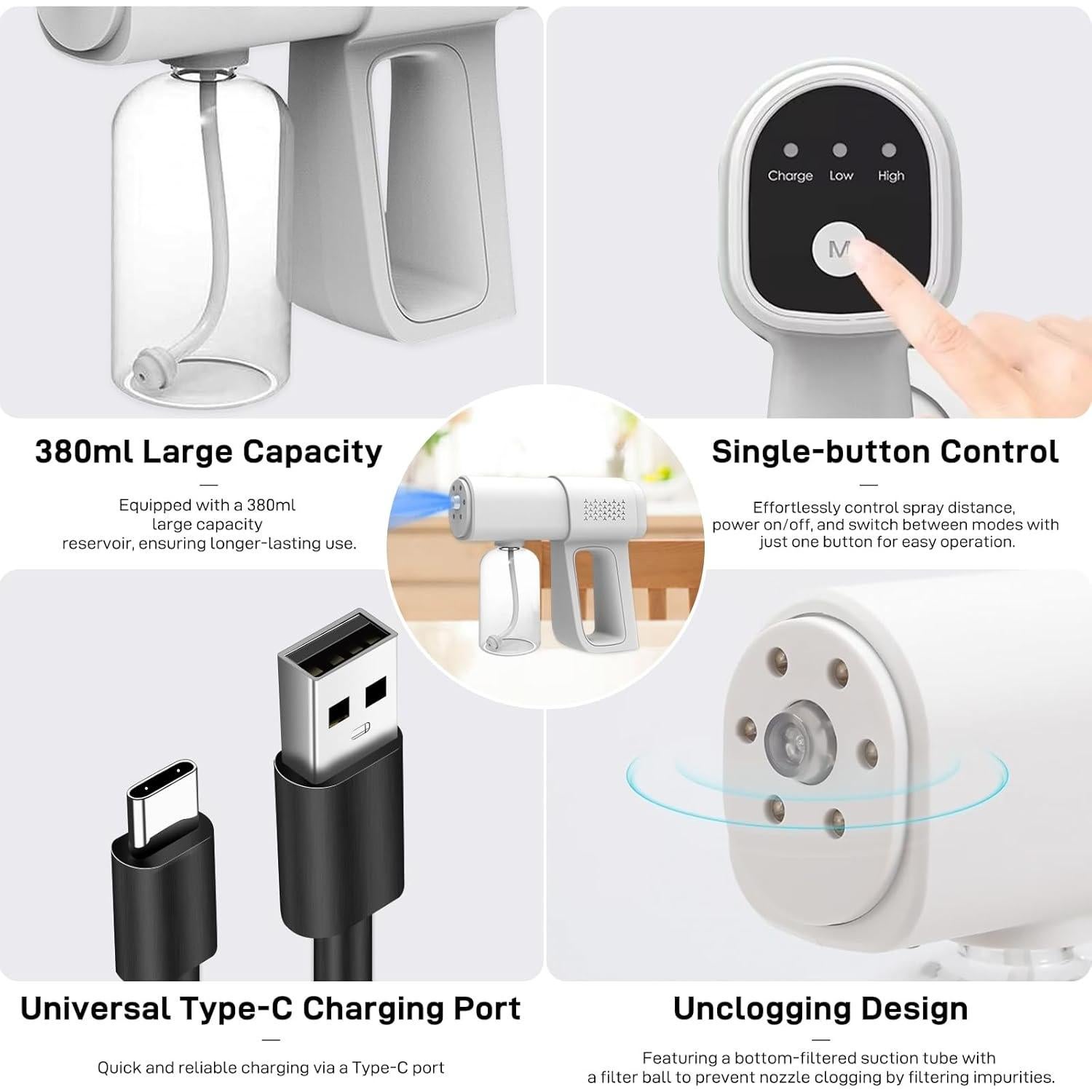 Nebulizador Desinfectante Inalámbrico Svkipibe K5 380ml