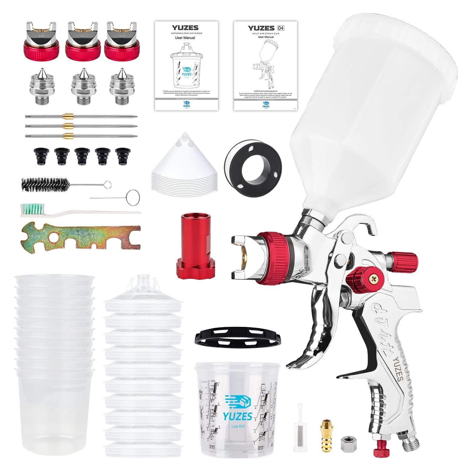 Pistola de Pulverización HVLP YUZES 04 con Boquillas 1.4/1.7/2.0mm