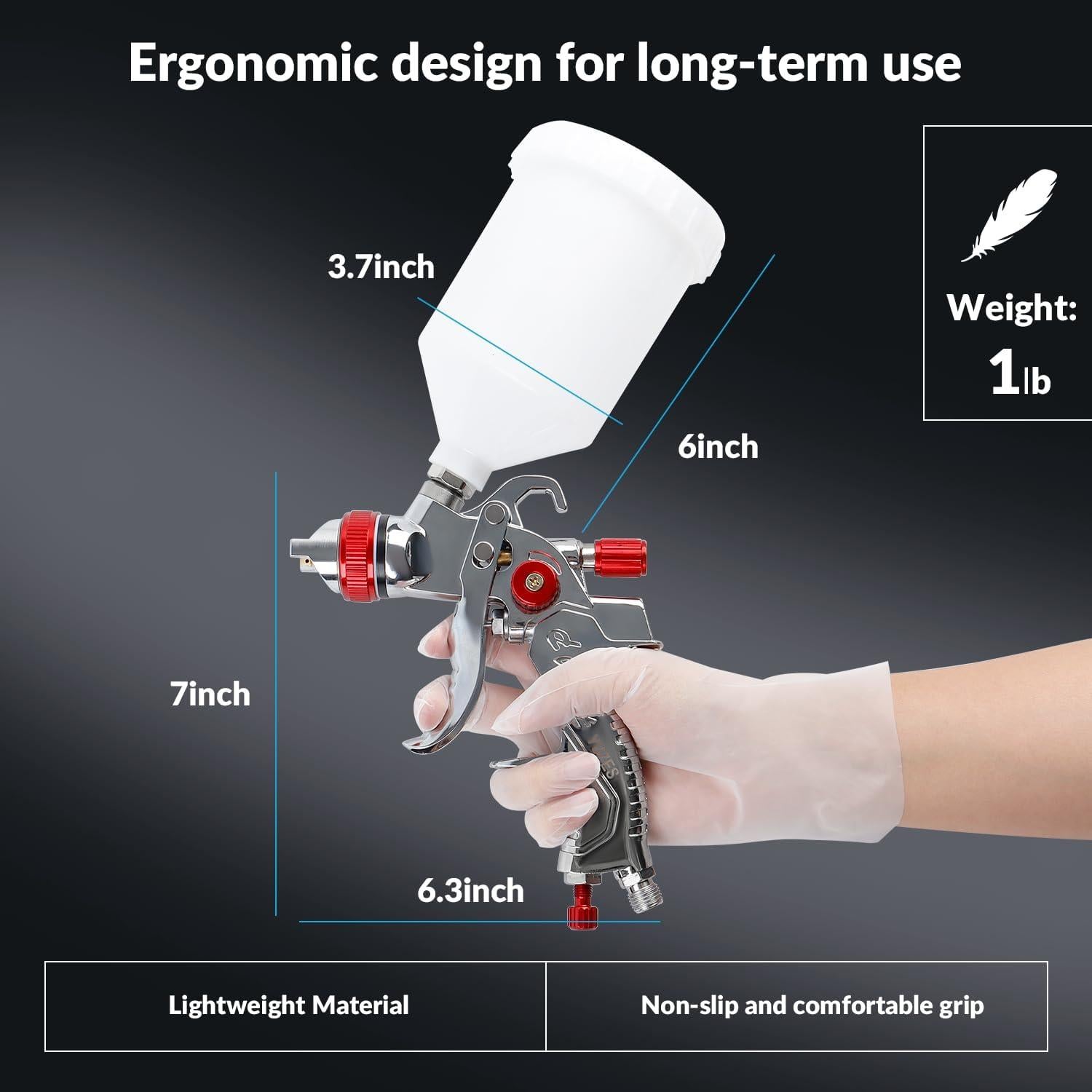 Pistola de Pulverización HVLP YUZES 04 con Boquillas 1.4/1.7/2.0mm
