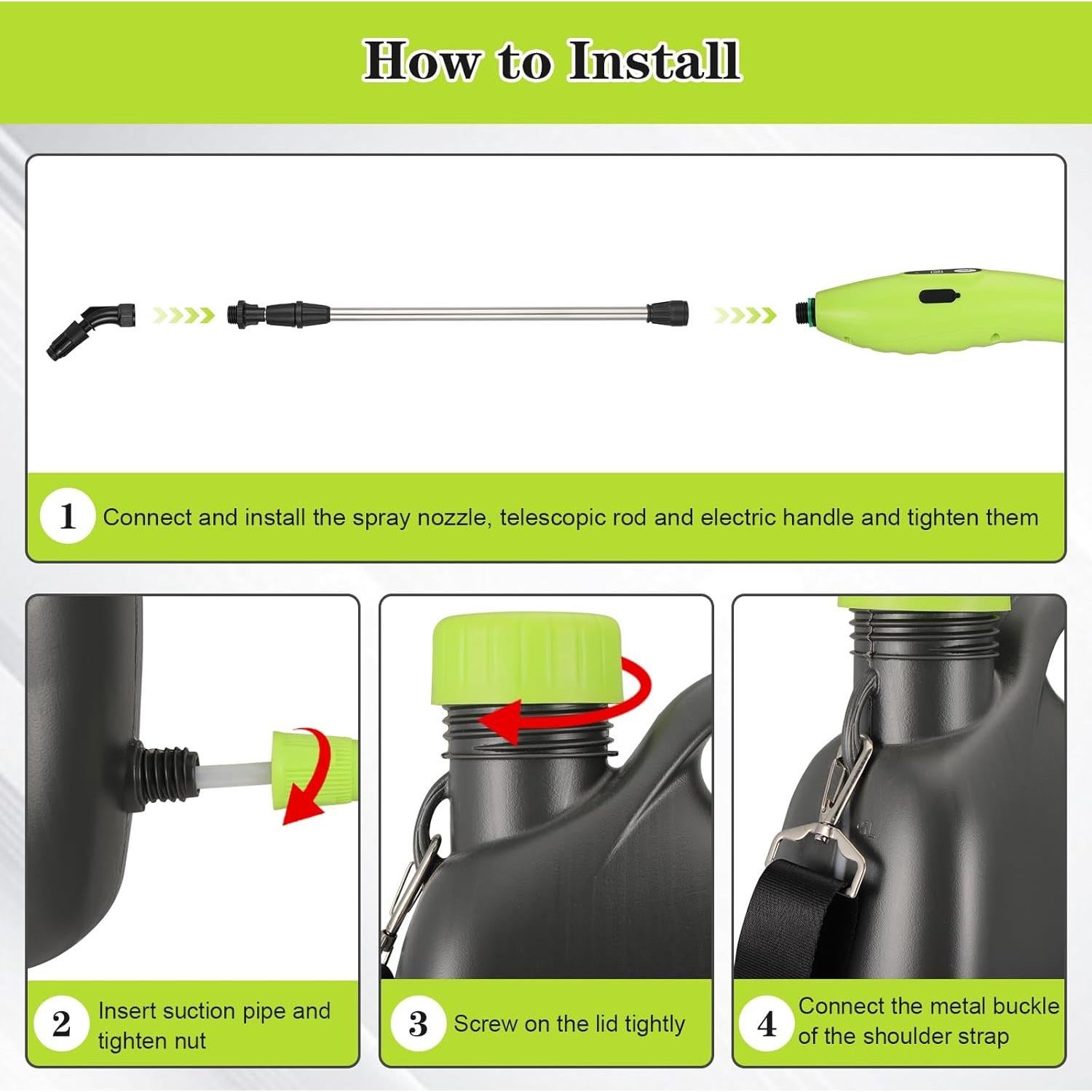 Pulverizador de Jardín Eléctrico abcGoodefg 5L con 3 Boquillas
