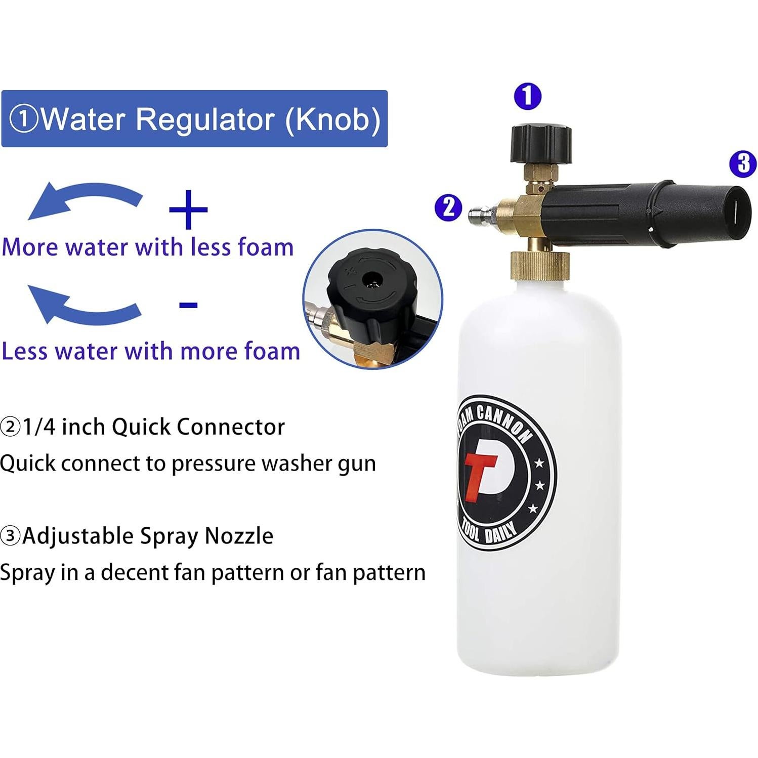 Pistola de Lavado a Presión Tool Daily TD-001 con Caño de Espuma 1L