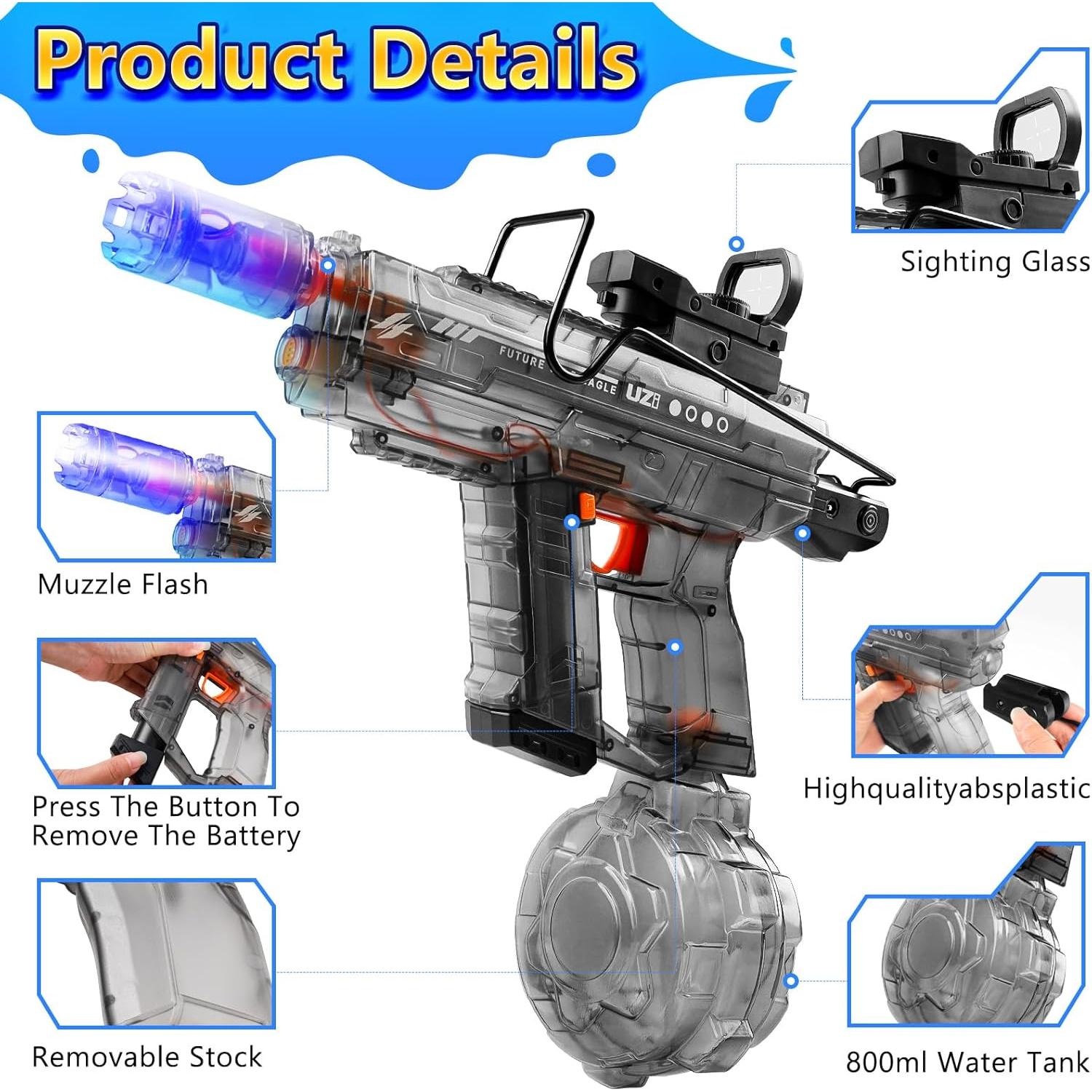 Pistola de Agua Eléctrica SHANTOU 800ml Alcance 12m