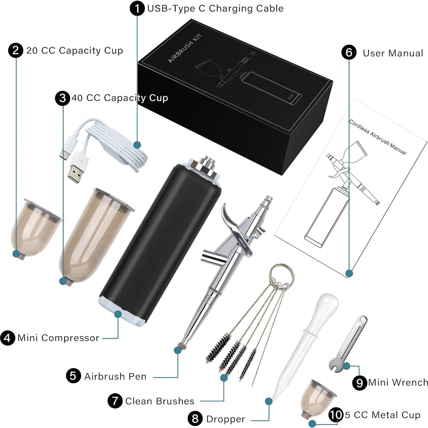 Kit de Aerógrafo Inalámbrico I-BEAUTEE con Compresor Portátil