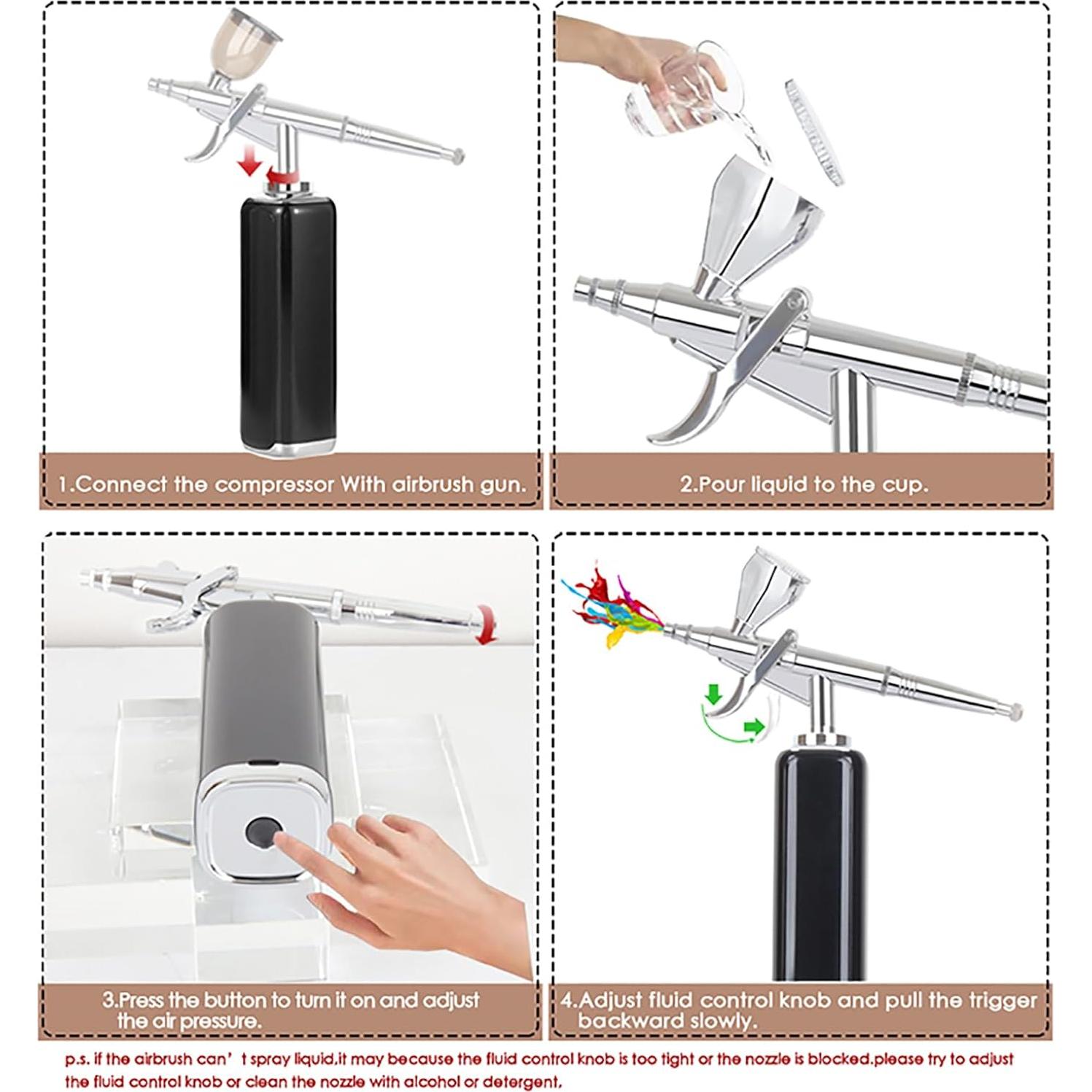 Kit de Aerógrafo Inalámbrico I-BEAUTEE con Compresor Portátil