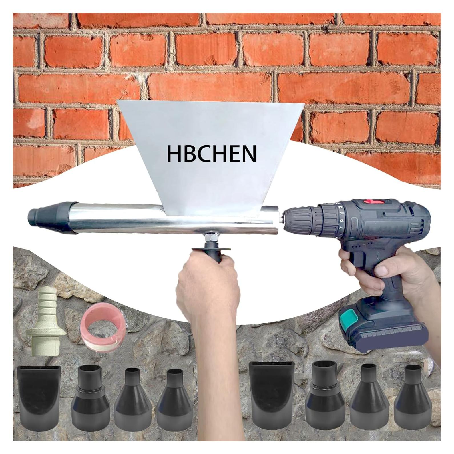 Pistola de Mortero HBCHEN Acero Inoxidable 1.32 kg con 9 Boquillas