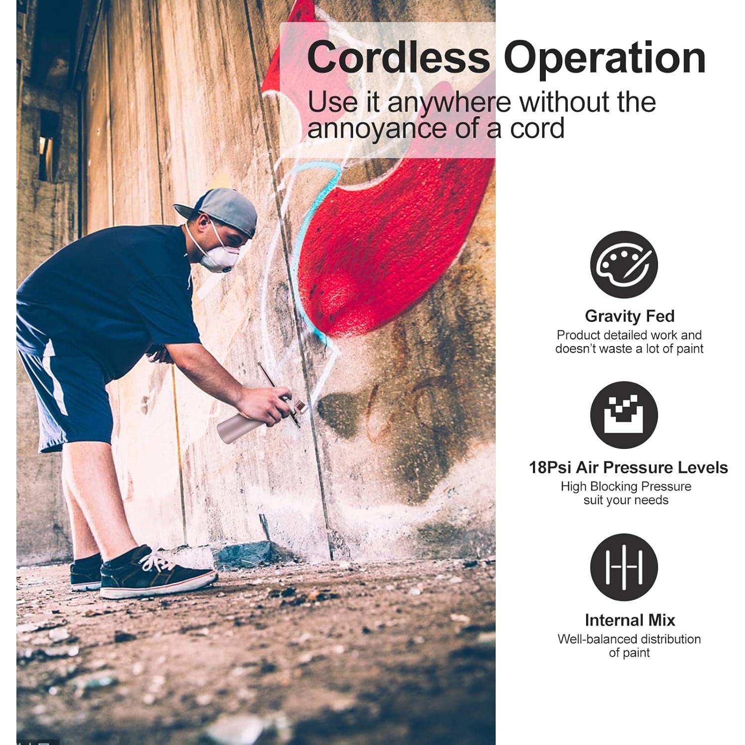 Aerógrafo Inalámbrico Rhinowisdom ZYY-02 Rosa - Portátil y Automático