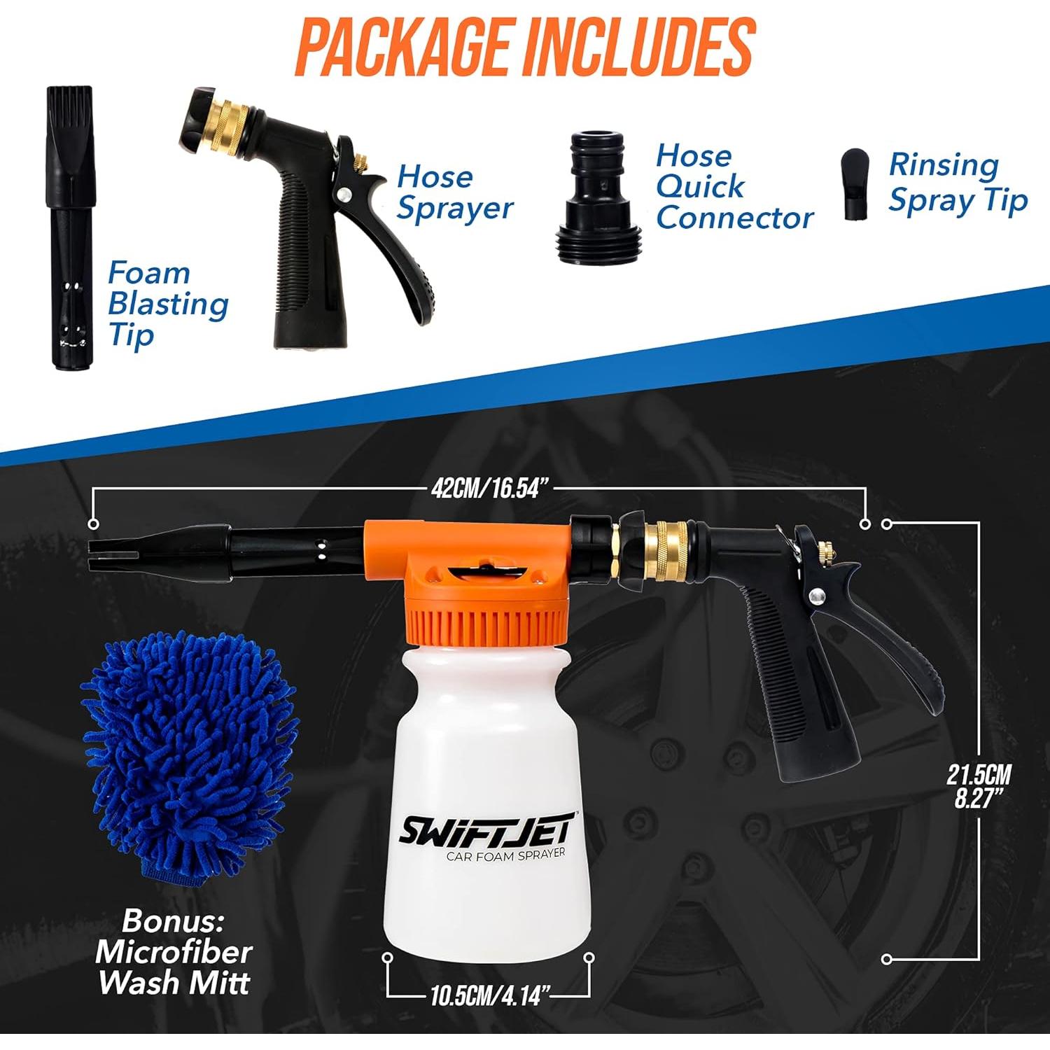 Pistola de Espuma SwiftJet + Mitón Microfibra para Lavado de Autos