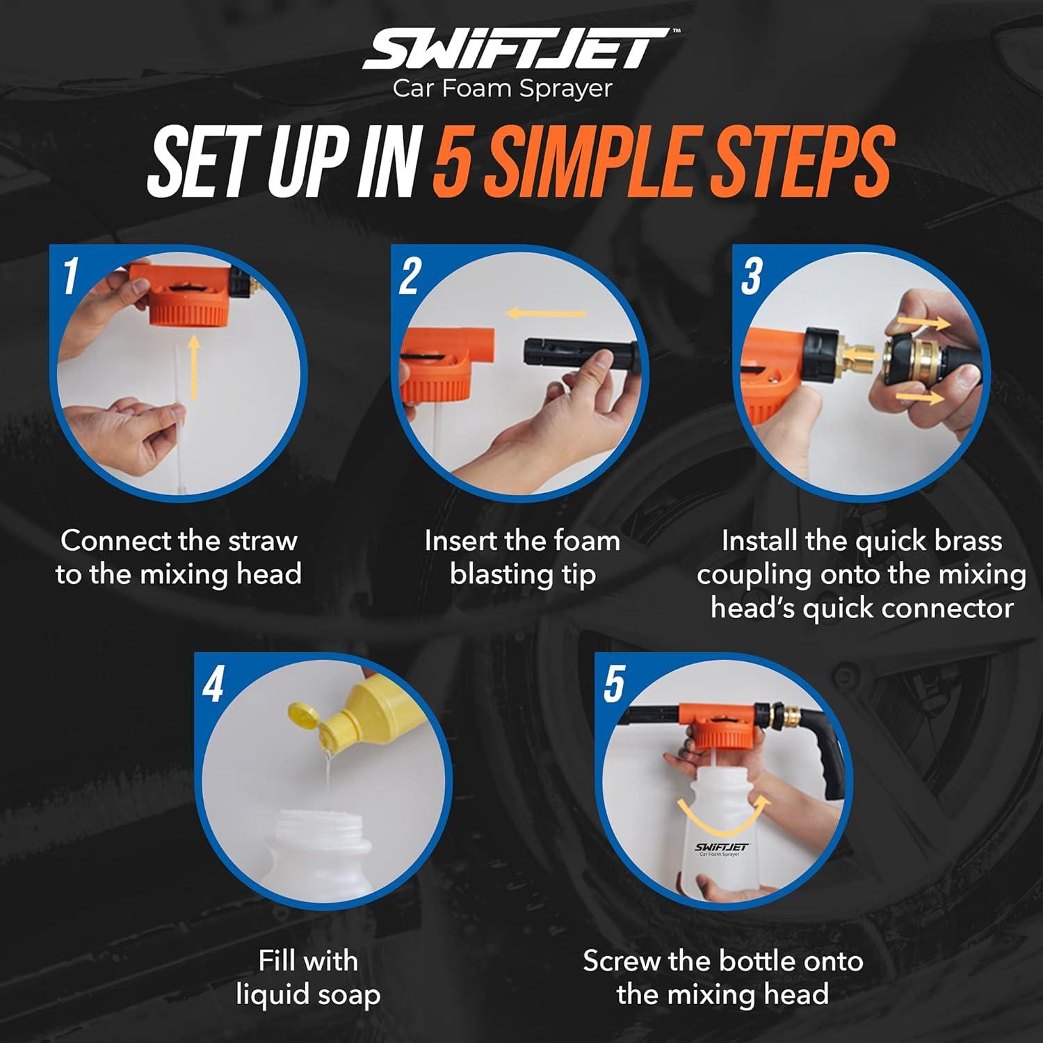 Pistola de Espuma SwiftJet + Mitón Microfibra para Lavado de Autos