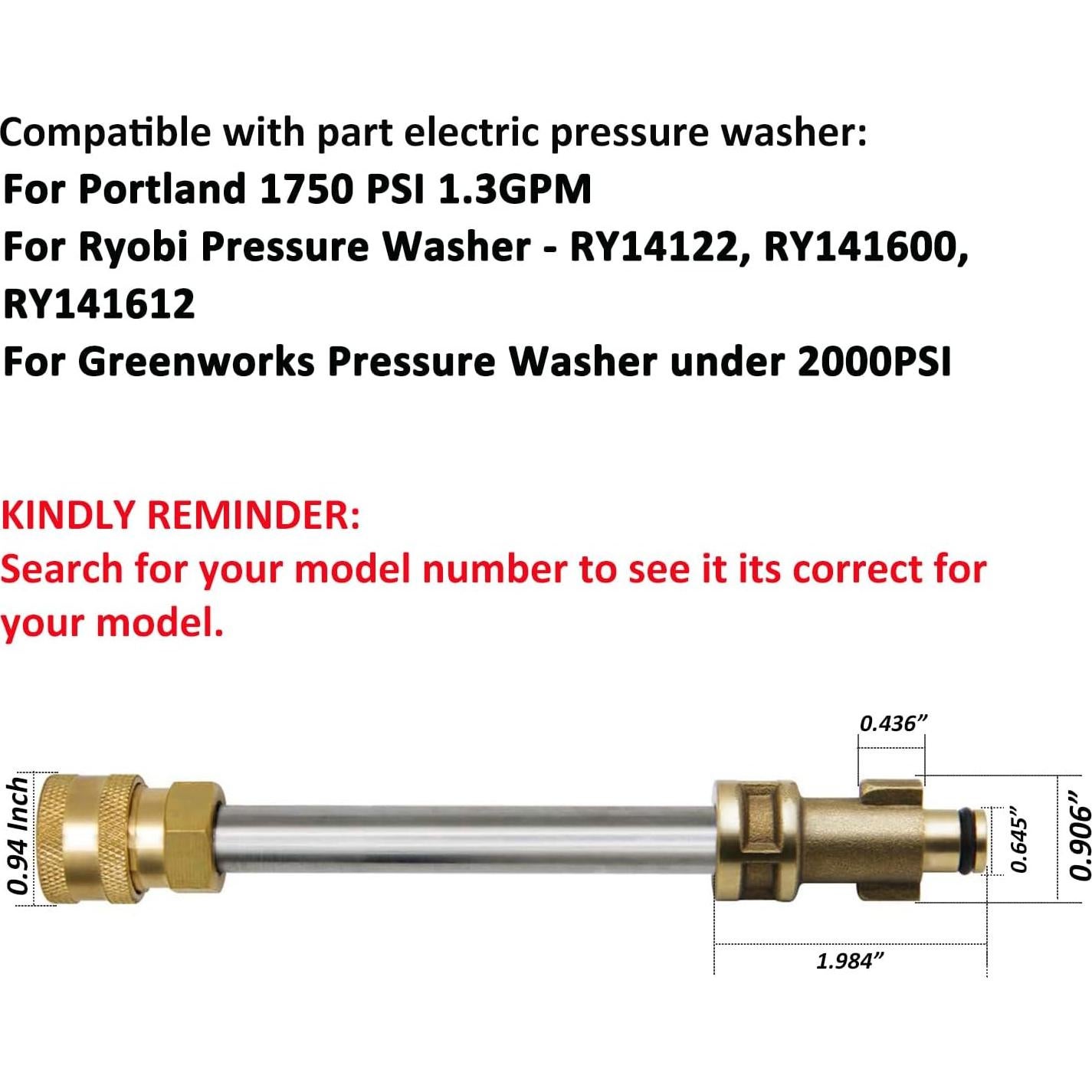 Adaptador de pistola para lavadora a presión STYDDI 1/4"