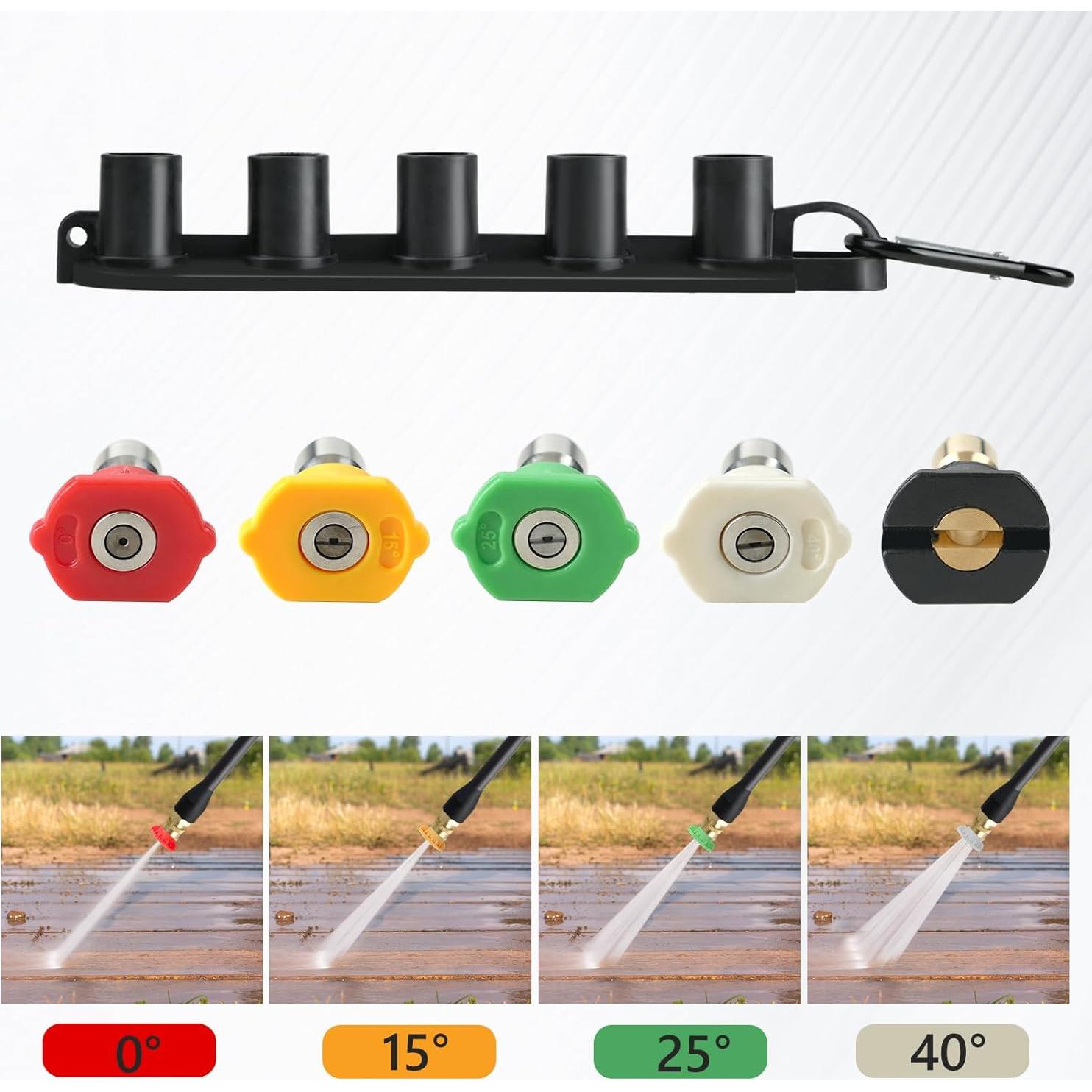 Pressure Washer Gun with 5 pcs Quick Connect Nozzles,Compatible with Karcher, Ryobi,Powerstroke,Greenworks, Husky, Raptor Blast,Electric Power Washer,with M22-14mm and M22-15mm Fitting Replacemen