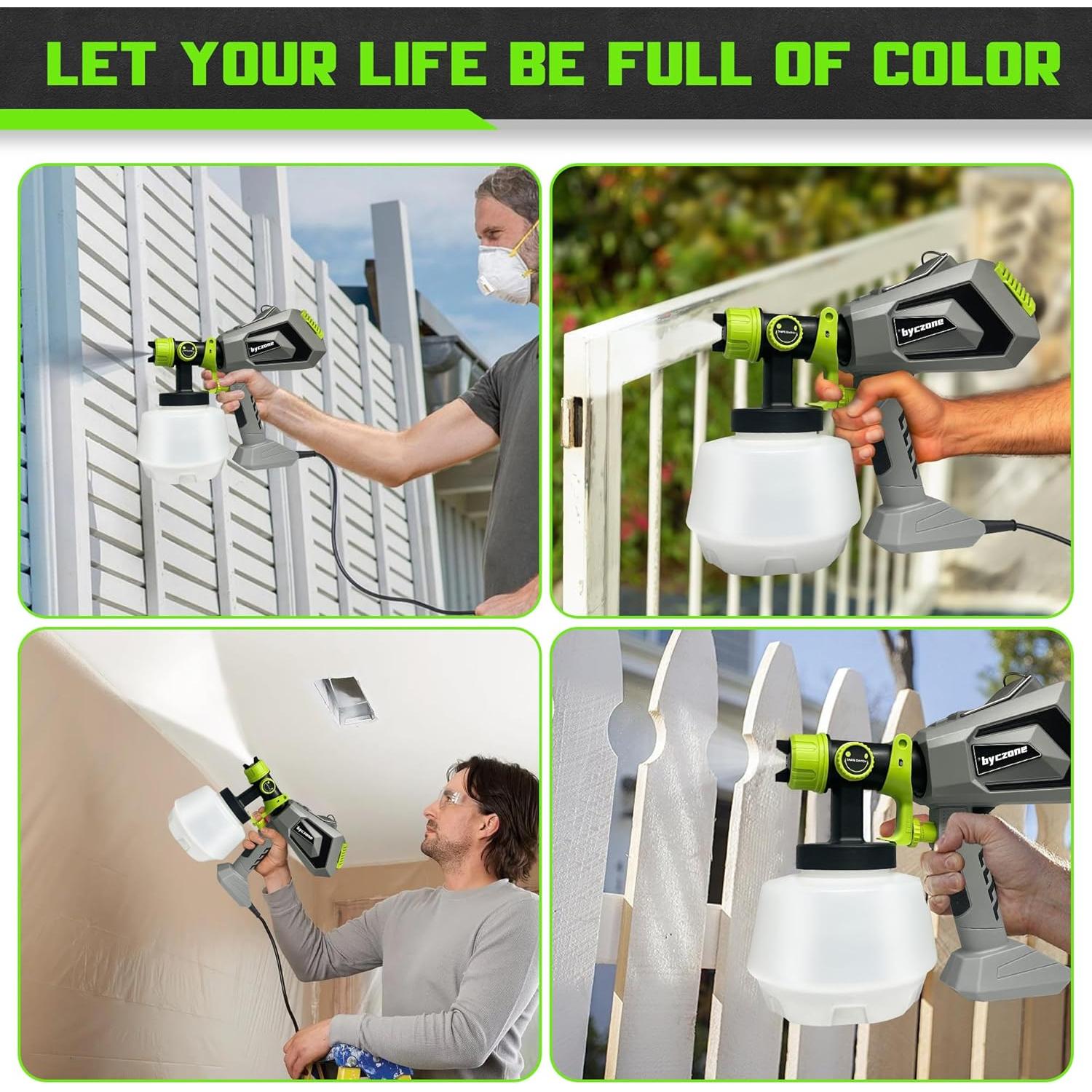 Pulverizador de pintura 700W BYCZONE con 4 boquillas y 3 patrones