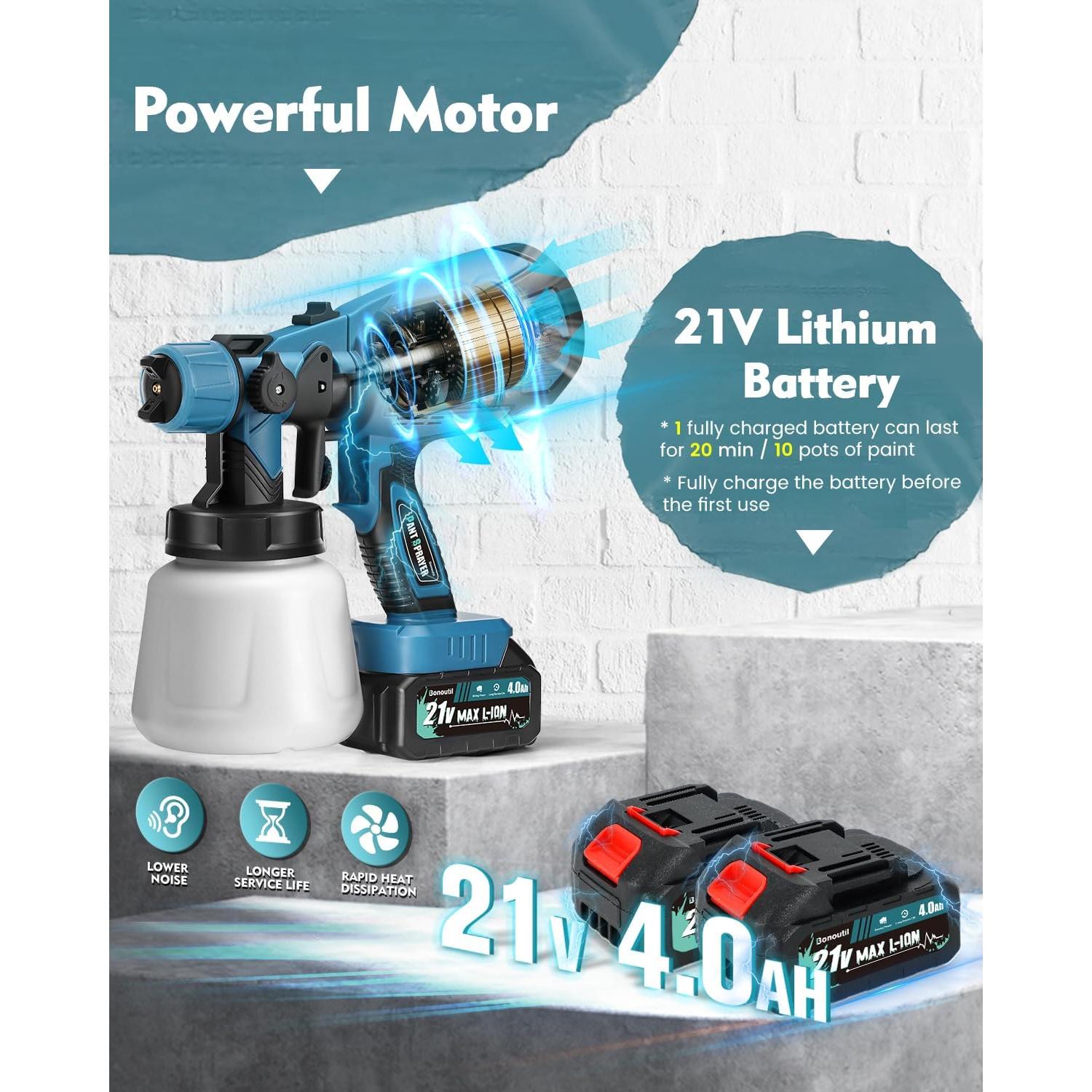 Pulverizador de pintura inalámbrico Bonoutil XR-HT-02 900ml 21V